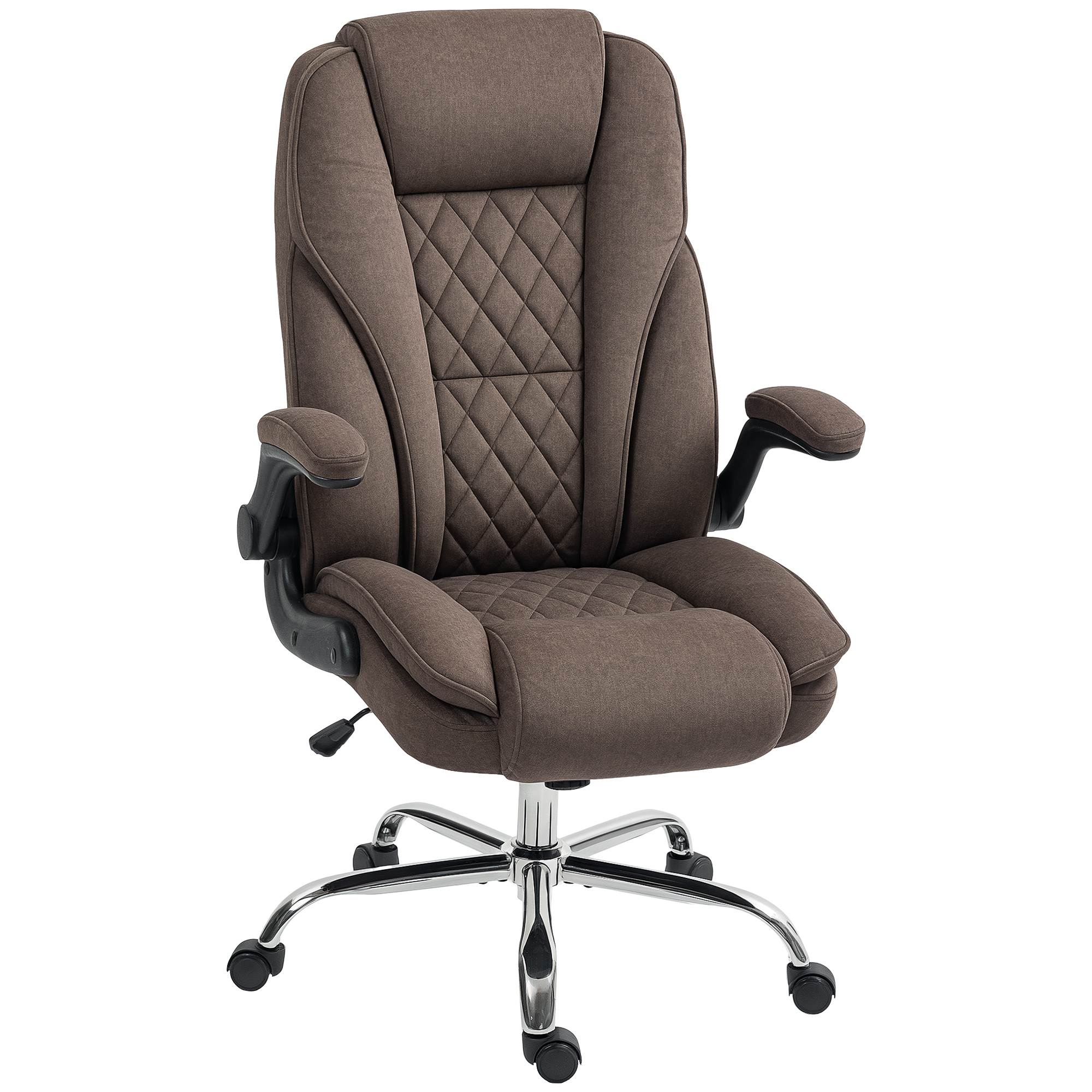 Executive Office Chair, Desk Chair with Flip-up Armrest, Diamond Fabric Computer Chair for Home Office, Dark Brown (Drop Shipping Only, Not for Amazon)