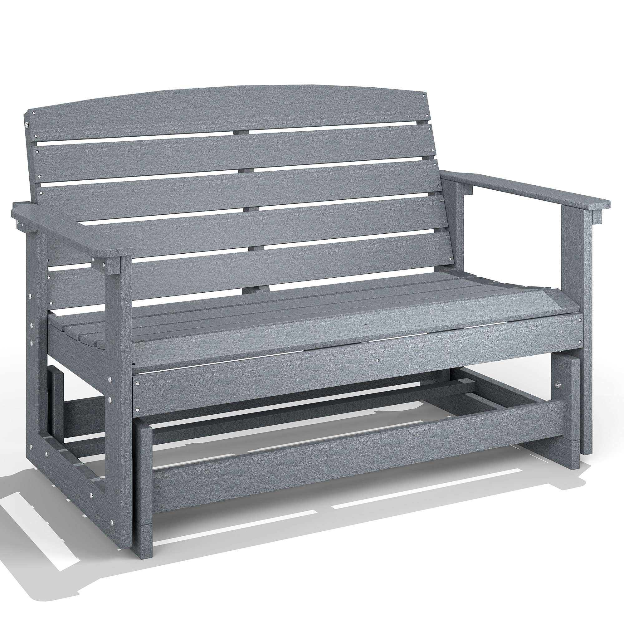 Patio Glider Bench w/ HDPE Slatted Double Rocking Chair, Black (Drop Shipping Only, Not for Amazon)