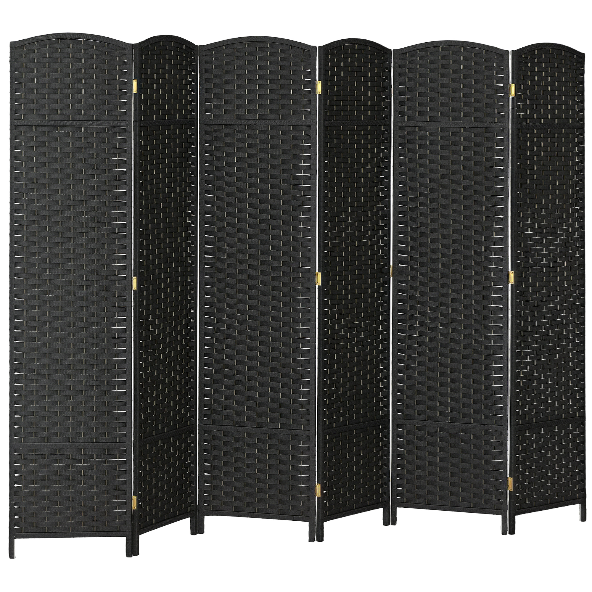 6 Panel Folding Room Divider, Freestanding Privacy Screen for Living Room, Bedroom and Office, 240 x 170cm, Black (Drop Shipping Only, Not for Amazon)