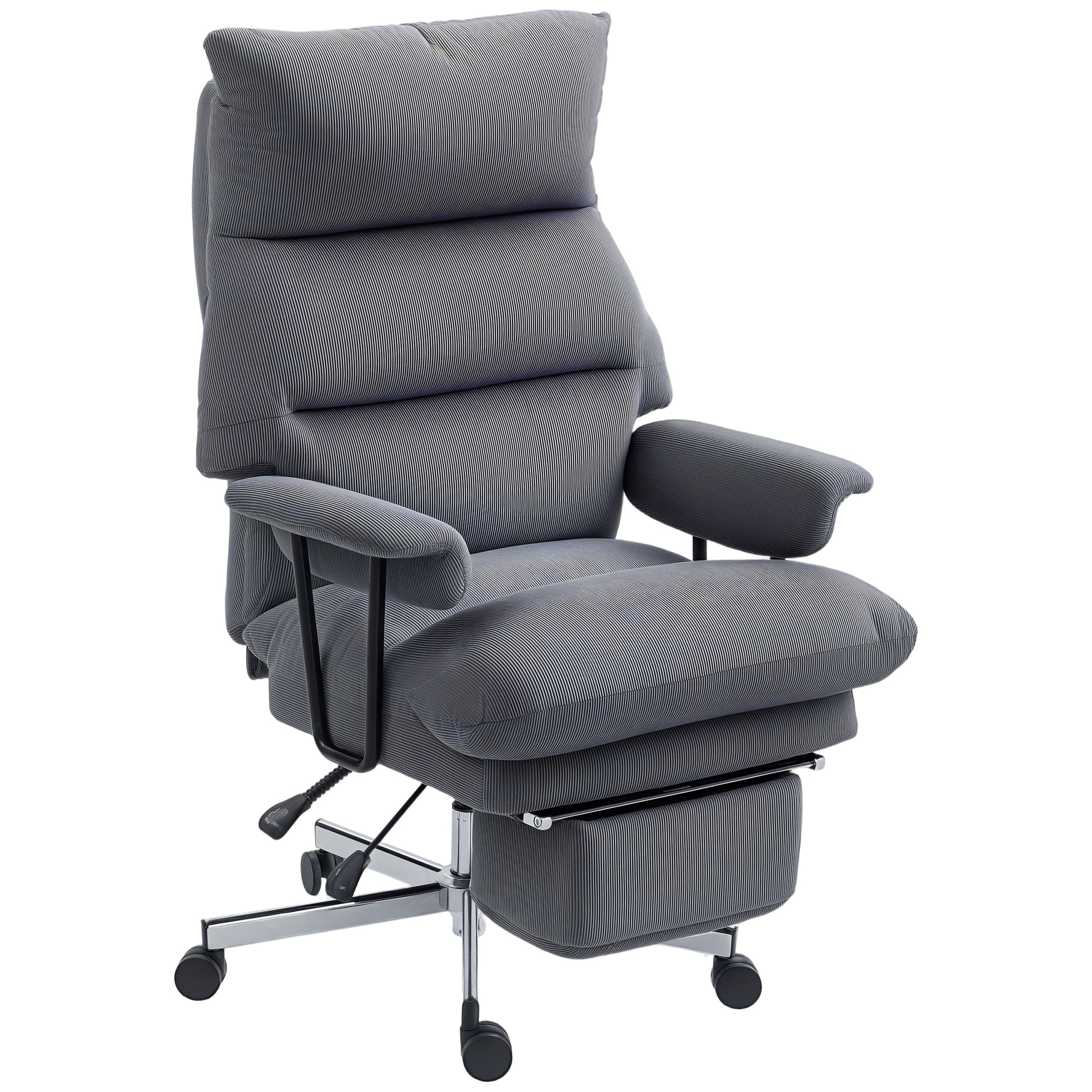 Executive Office Chair with Lumbar Support, Footrest, High Back Reclining Overstuffed Desk Chair with, Gray (Drop Shipping Only, Not for Amazon)