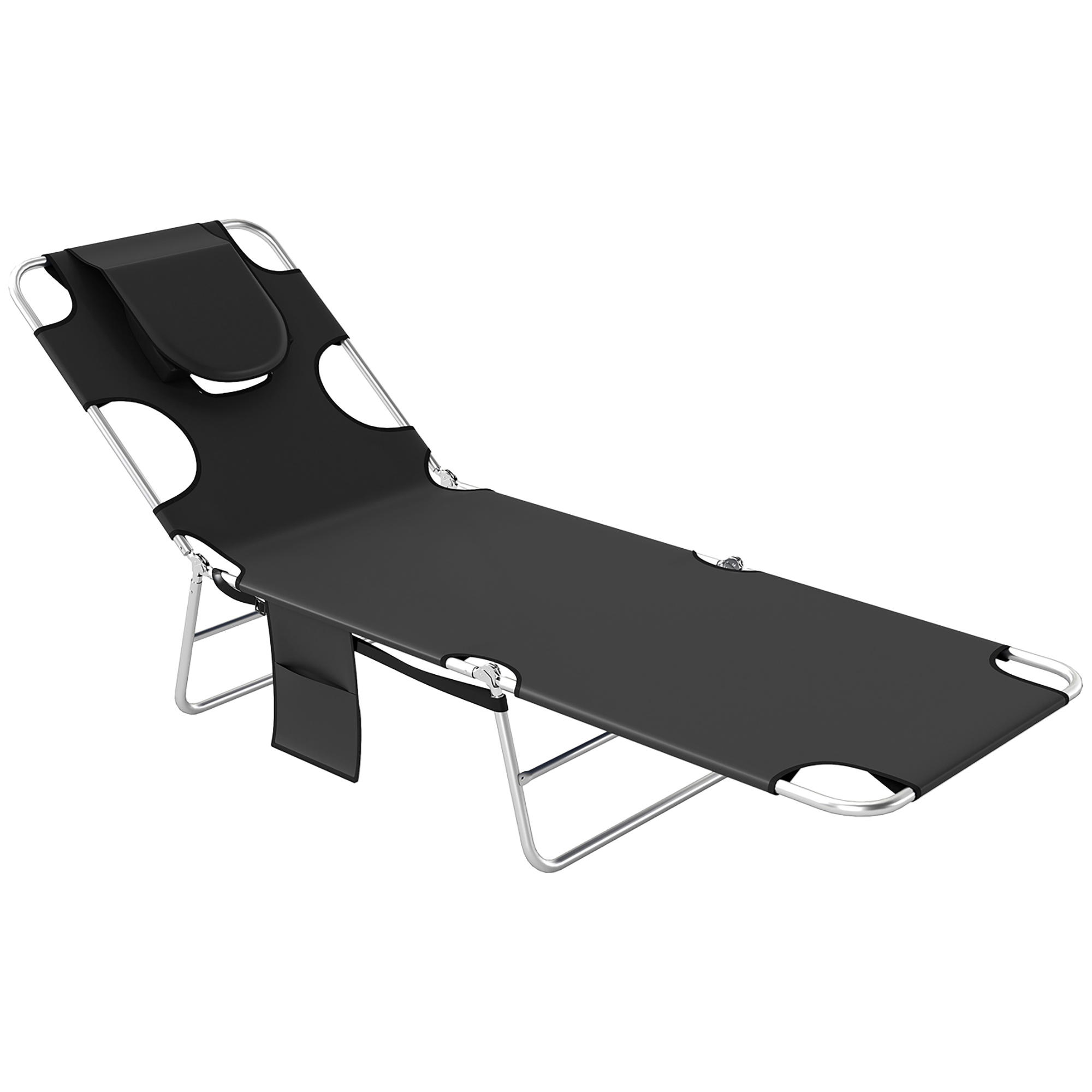 Tanning Chair with Face Hole, 5-Level Adjustable Outdoor Chaise Lounge Chair with Pillow for Beach, Pool, Beige (Drop Shipping Only, Not for Amazon)