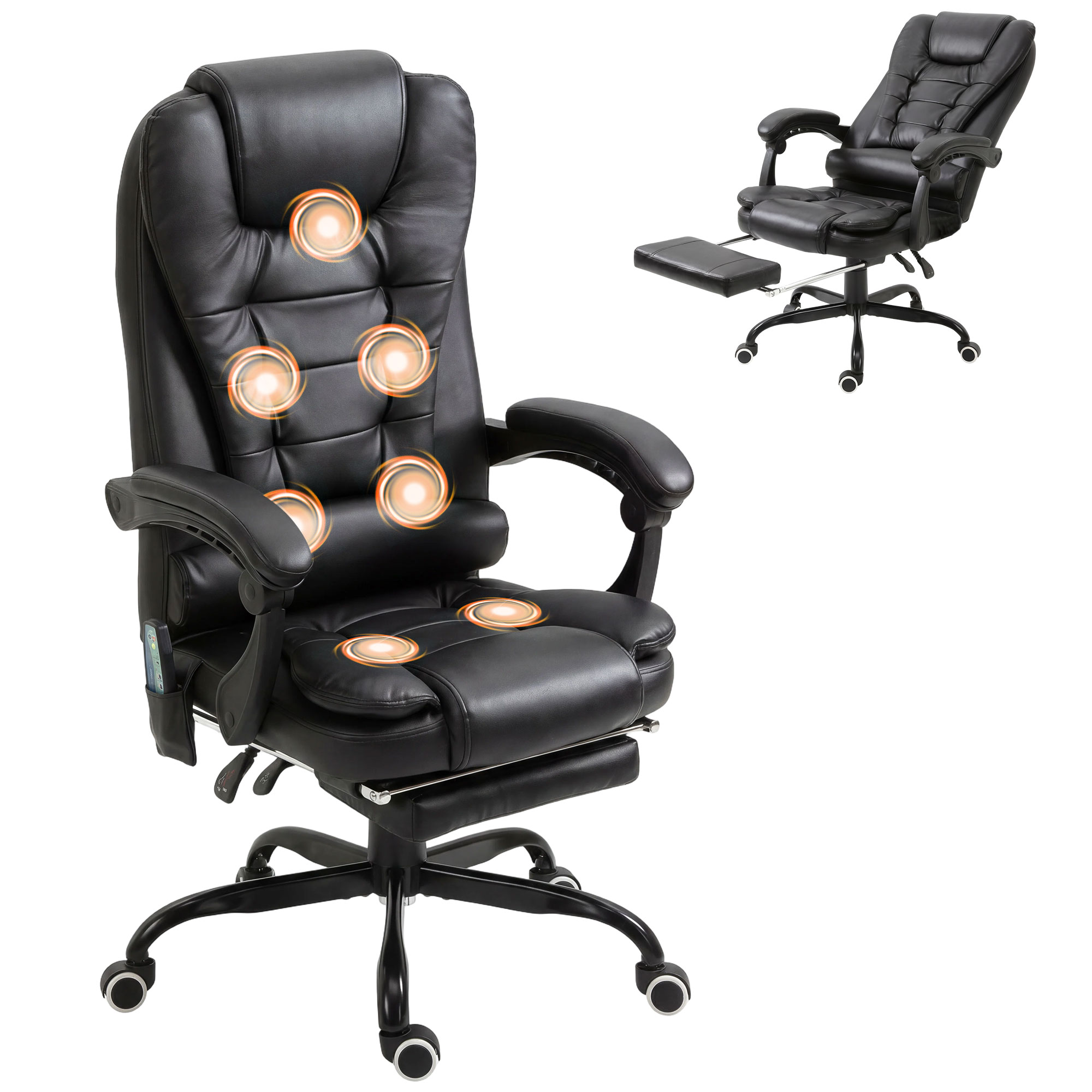 7-Point Vibrating Massage Office Chair High Back Massaging Office Desk Chair with Lumbar Support, Footrest, Gray (Drop Shipping Only, Not for Amazon)