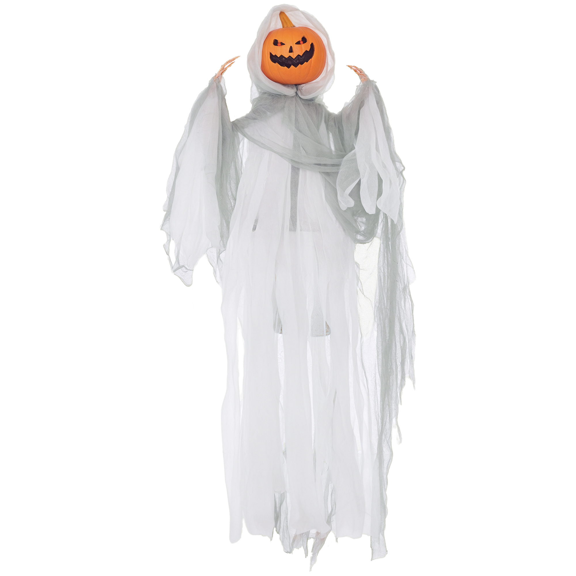 3.9' Outdoor Halloween Hanging Pumpkin Ghost w/ Light Up Eyes, Sound Activated Prop w/ Creepy Howling Sounds (Drop Shipping Only, Not for Amazon)