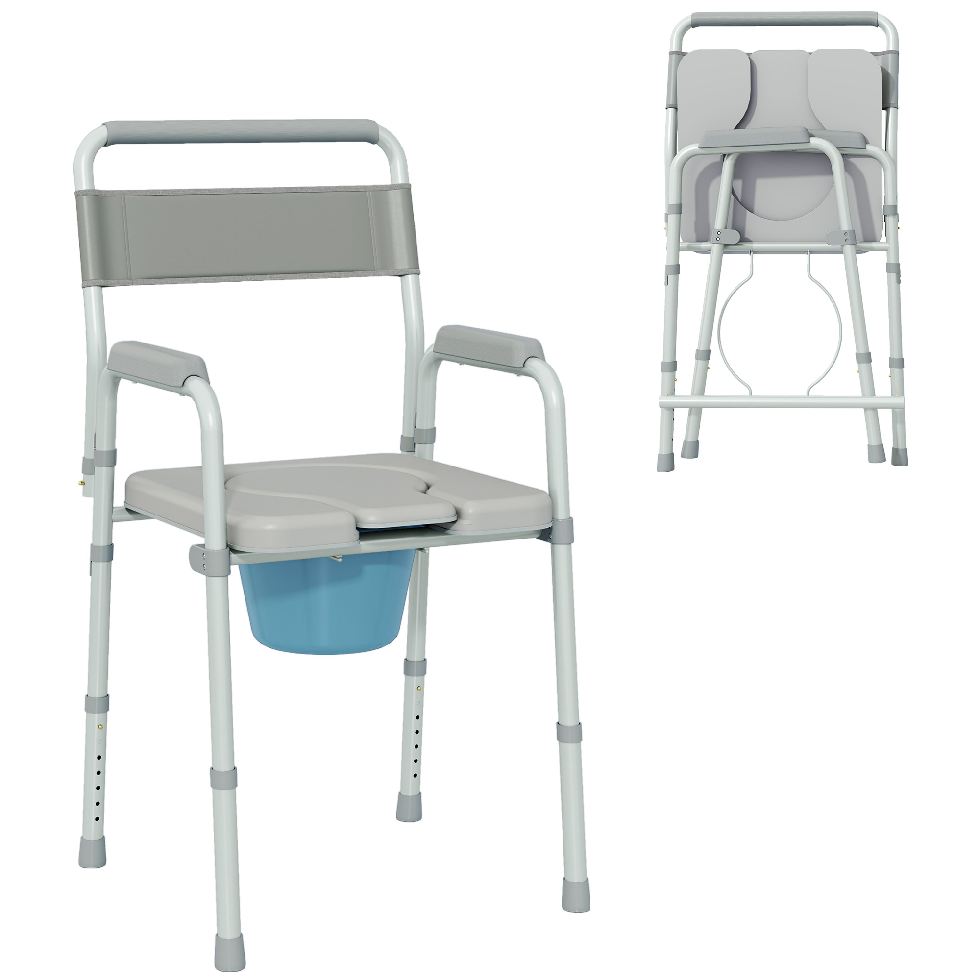 Bedside Commode Chair for Seniors, Adults, Handicap, Raised Toilet Seat with Arm, Adjustable Height, 331 lbs, Gray (Drop Shipping Only, Not for Amazon)