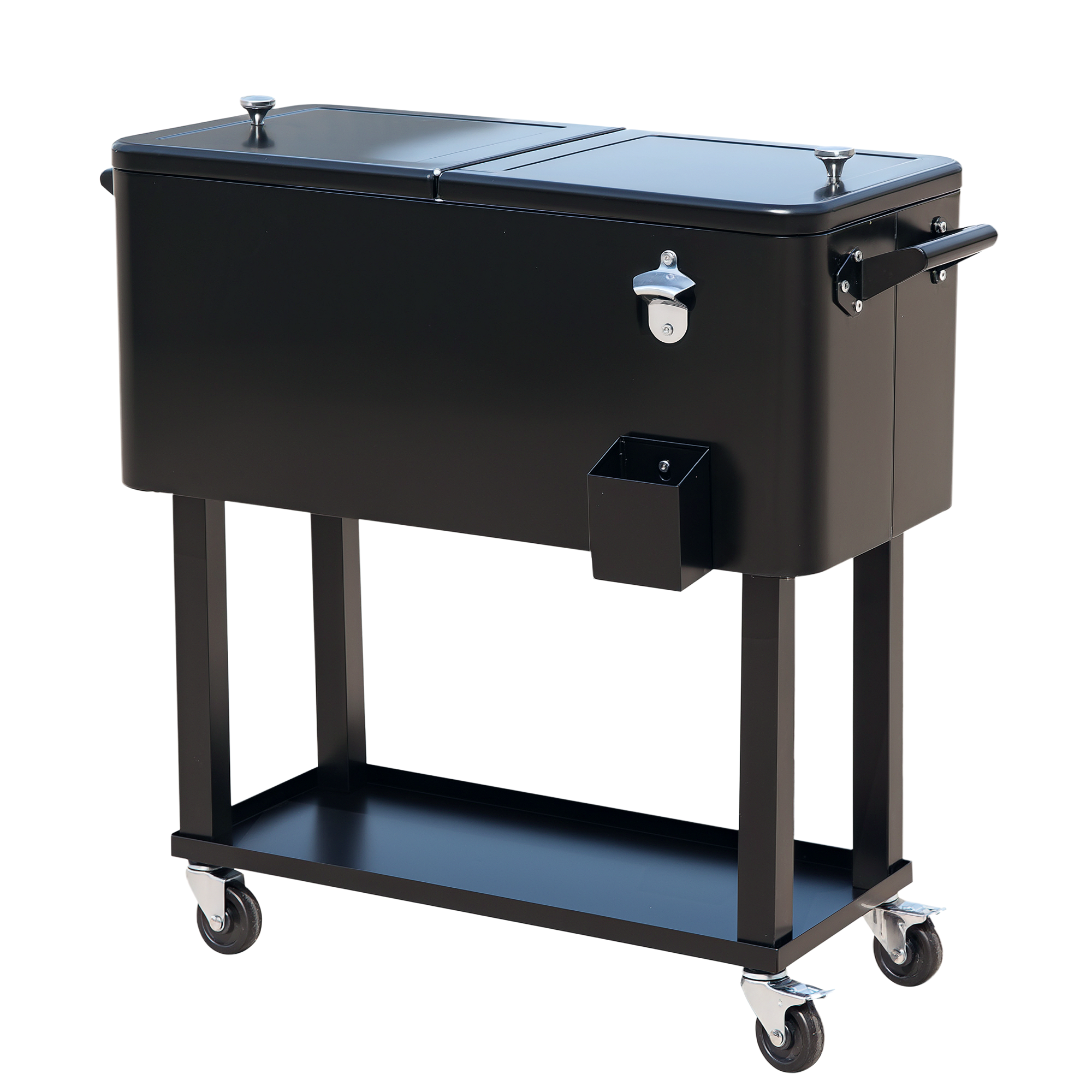 80 QT Rolling Cooling Bins Ice Chest on Wheels Outdoor Stand Up Drink Cooler Cart for Party, Silver (Drop Shipping Only, Not for Amazon)