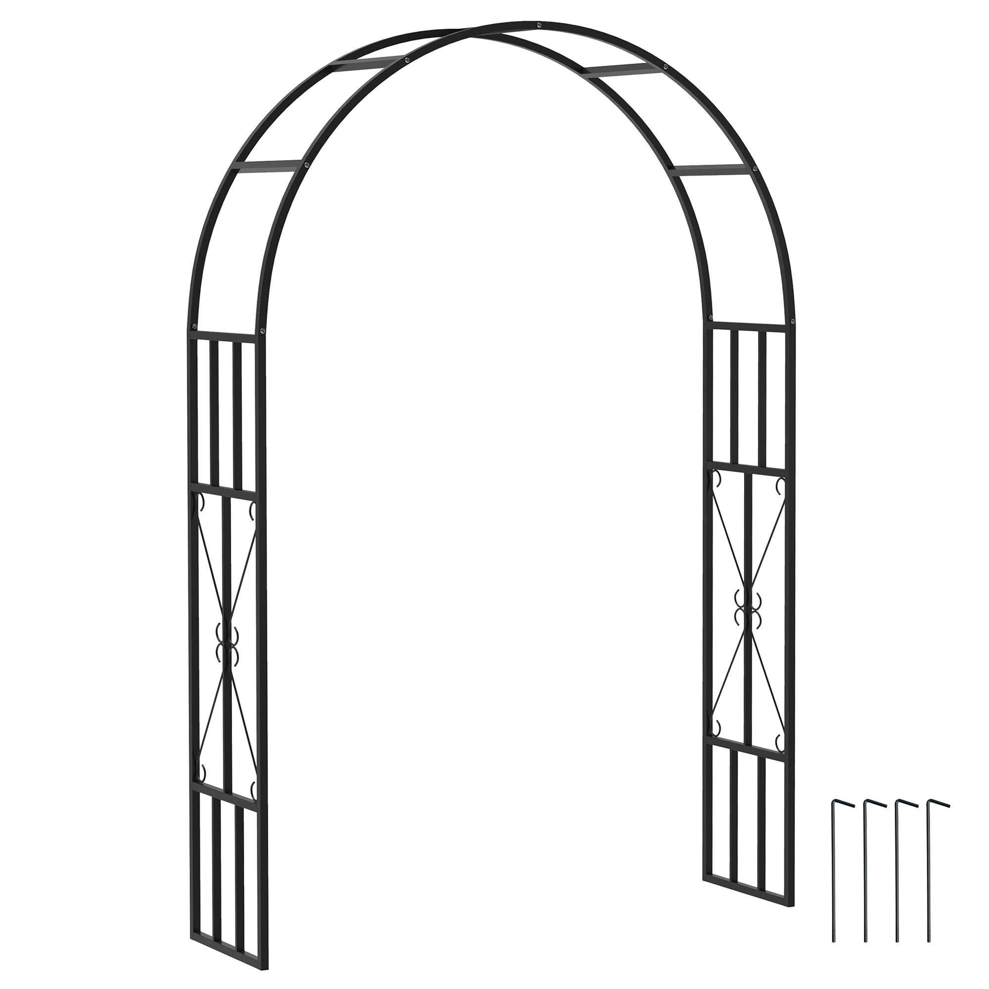 Steel Garden Arch, 2.2m High x 1.5m Wide Metal Garden Trellis for Climbing Plants Roses Wisteria Vines, Outdoor Wedding Arch for Bridal Party Ceremony Decoration, Black (Drop Shipping Only, Not for Amazon)