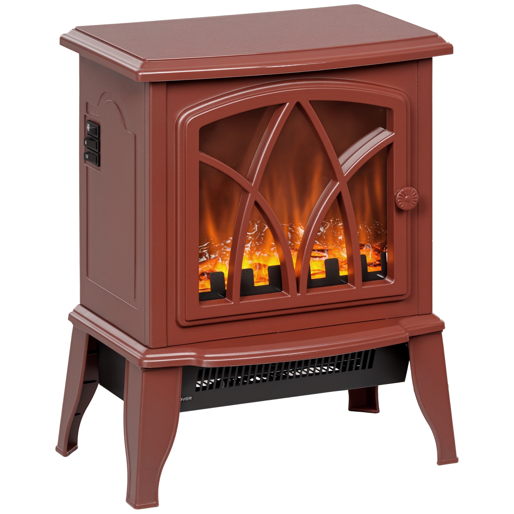 Electric Fireplace Heater, Freestanding Fireplace Stove with Realistic Flames Overheating Protection 750W/1500W, Black (Drop Shipping Only, Not for Amazon)