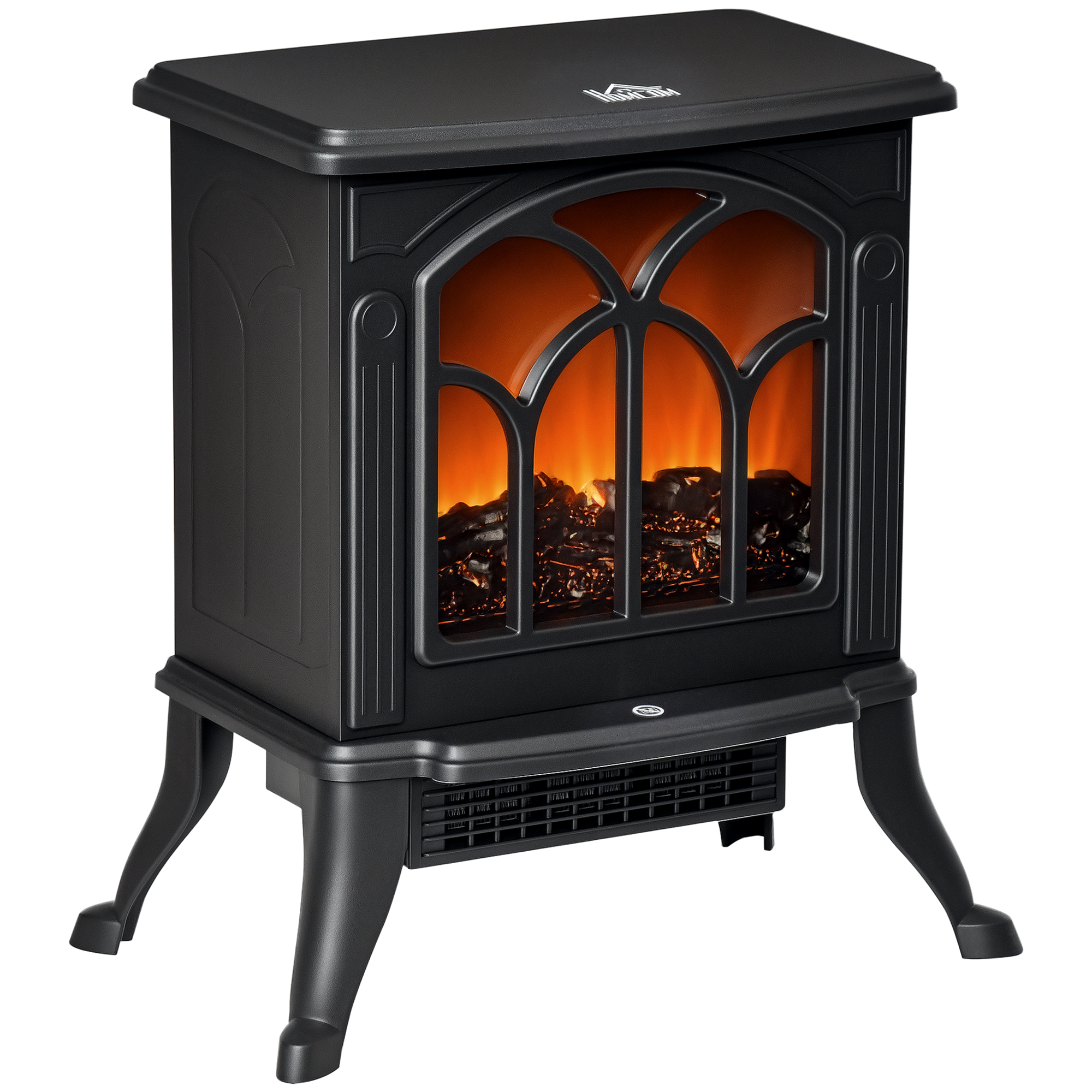 Electric Fireplace Heater, Freestanding Fireplace Stove with Realistic Logs and Flame Effect, 750W/1500W, Black (Drop Shipping Only, Not for Amazon)