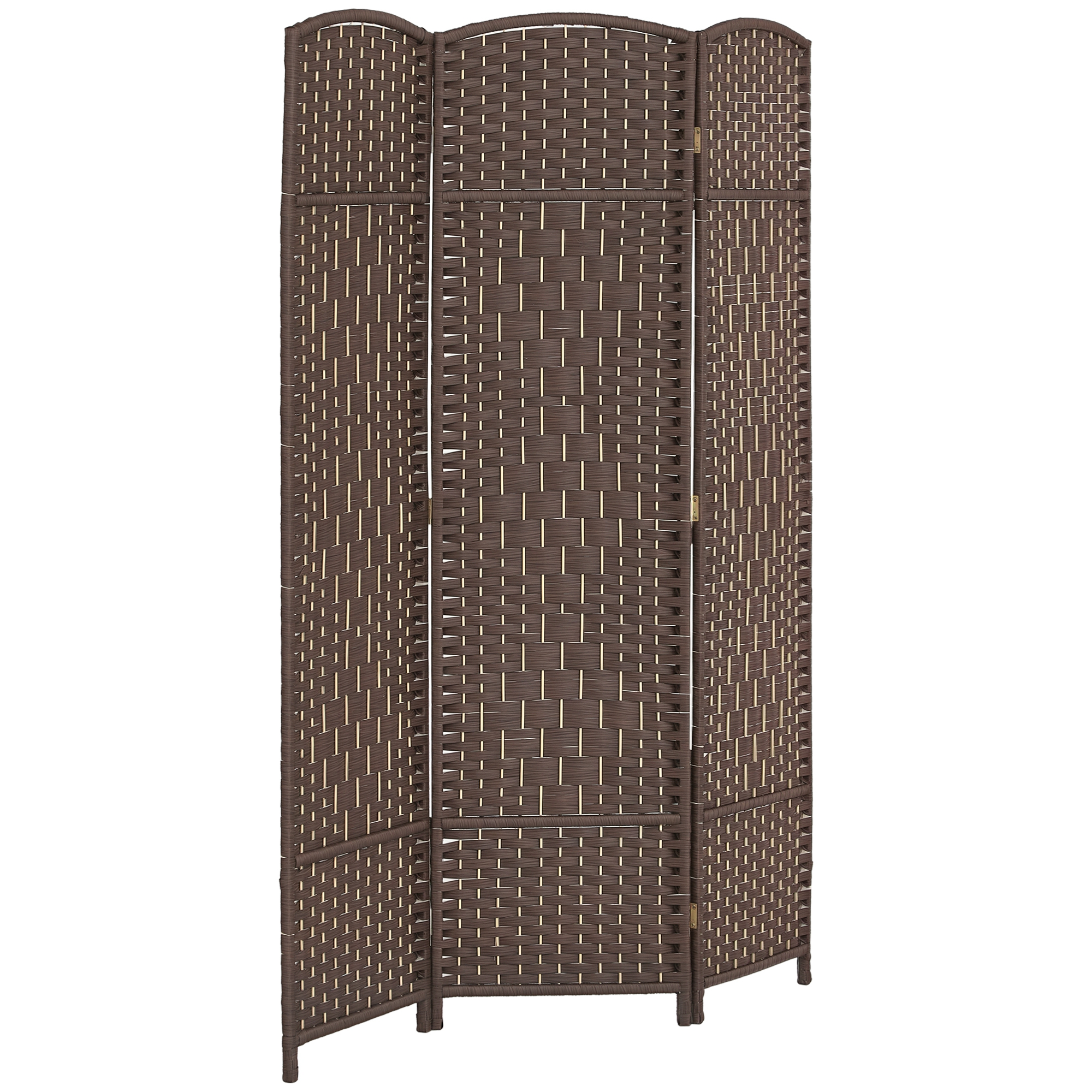 Folding Room Divider Screen 3 Panel 6' Tall Privacy Screen Freestanding Wood Partition for Home Office, Brown (Drop Shipping Only, Not for Amazon)