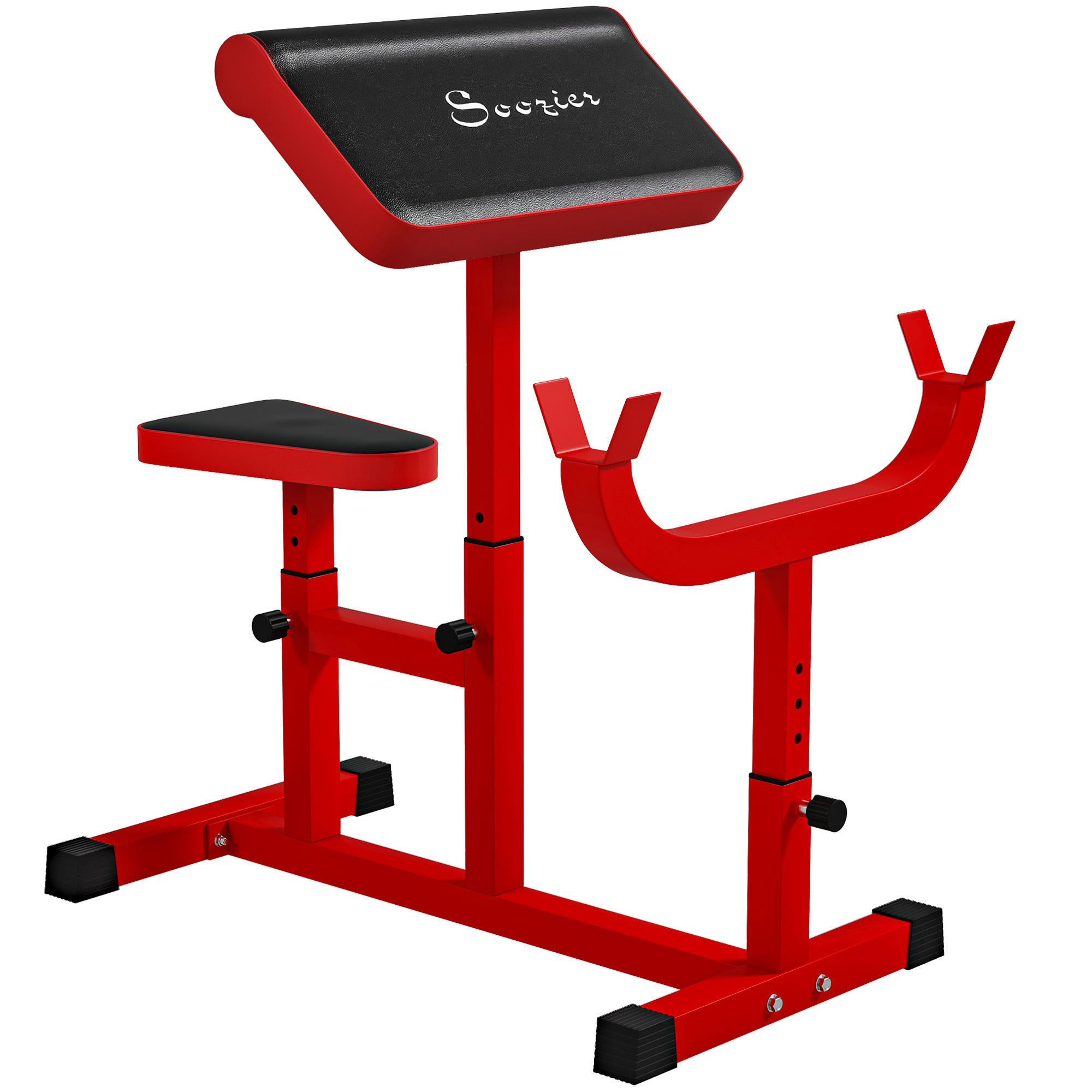 265 LBS Preacher Curl Bench for Strength Training, Adjustable Seated Arm Isolated Barbell Dumbbell Bicep Station, Red (Drop Shipping Only, Not for Amazon)