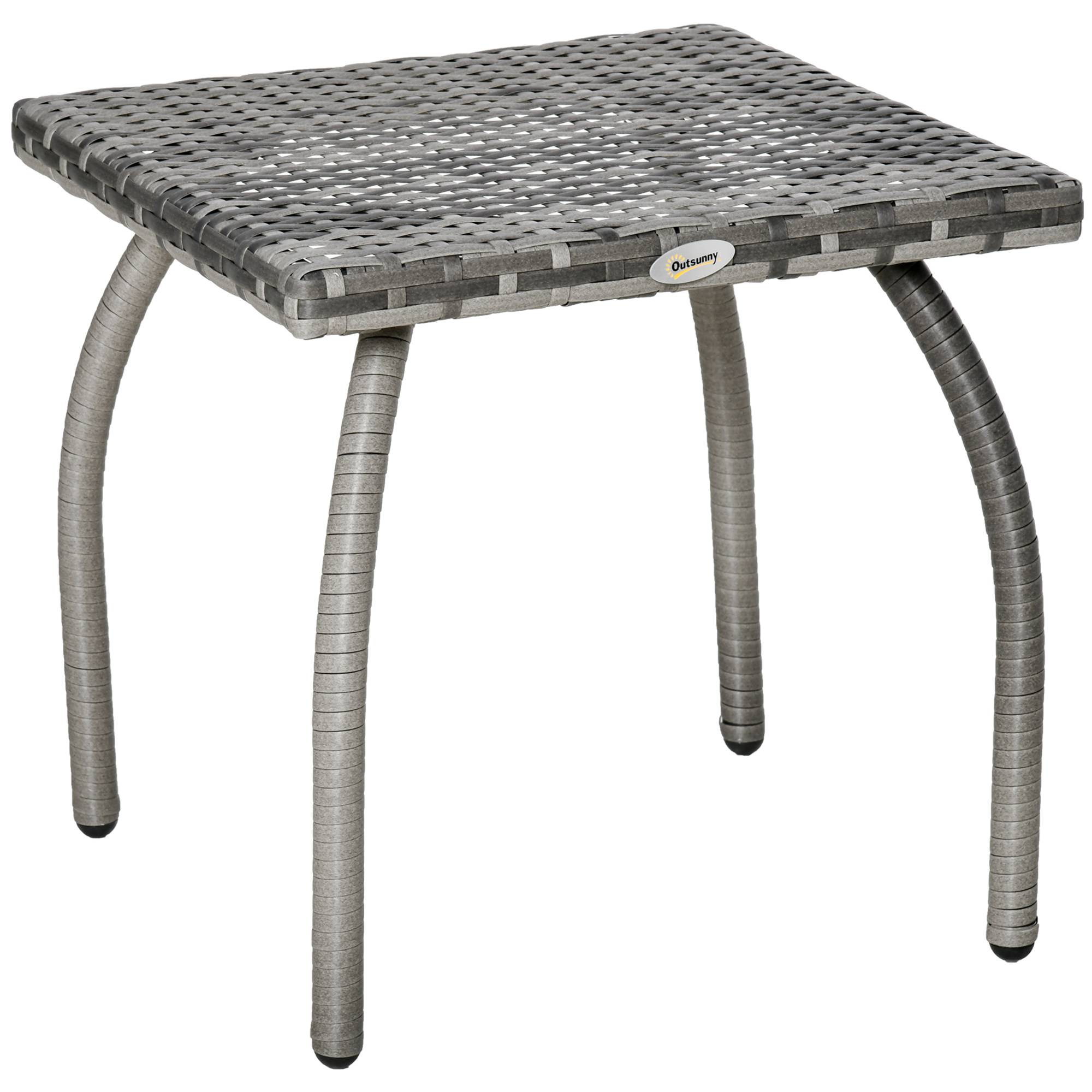 Outdoor PE Wicker Side Table, Small Square Rattan End Table, All-Weather Material Coffee Table for Garden, Balcony, Backyard, Grey (Drop Shipping Only, Not for Amazon)