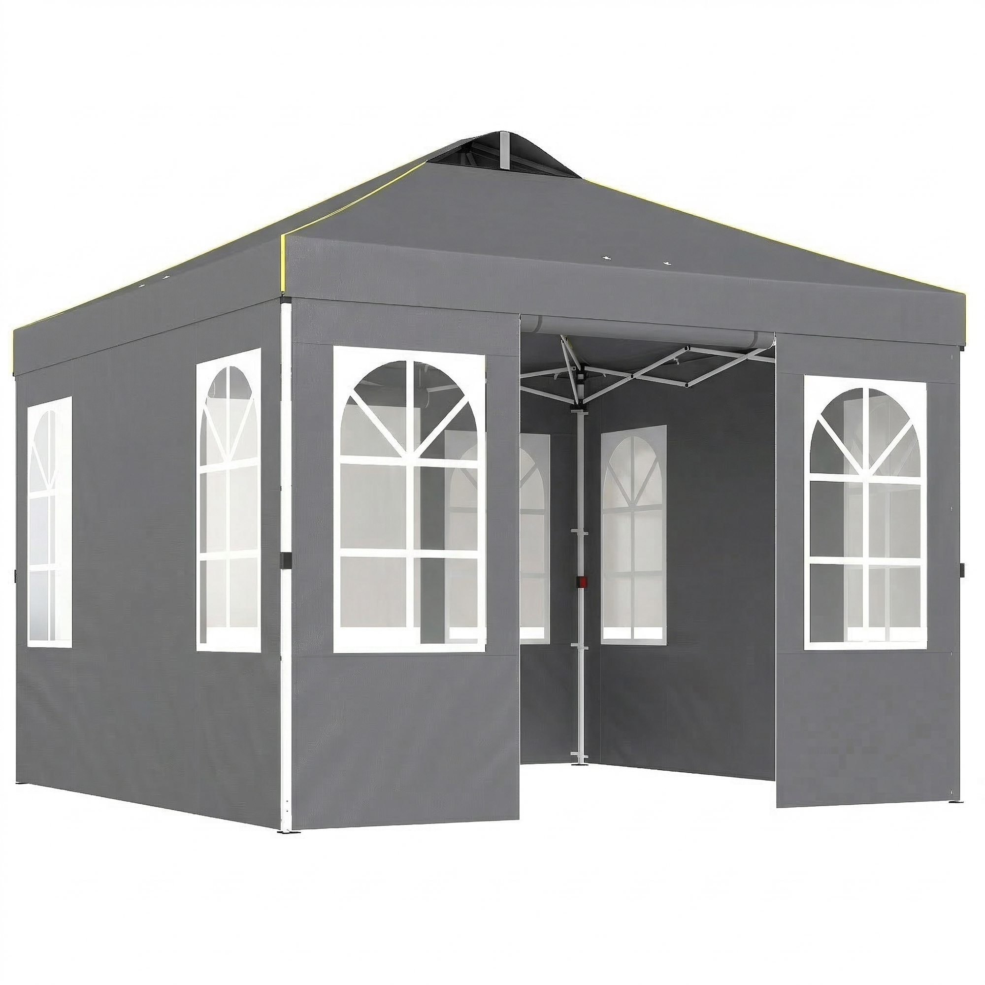 9.6 x 9.6 ft Pop Up Canopy Tent with Sidewalls, One Push Setup, UPF50+ Portable Instant Canopy Shelter, Dark Gray (Drop Shipping Only, Not for Amazon)