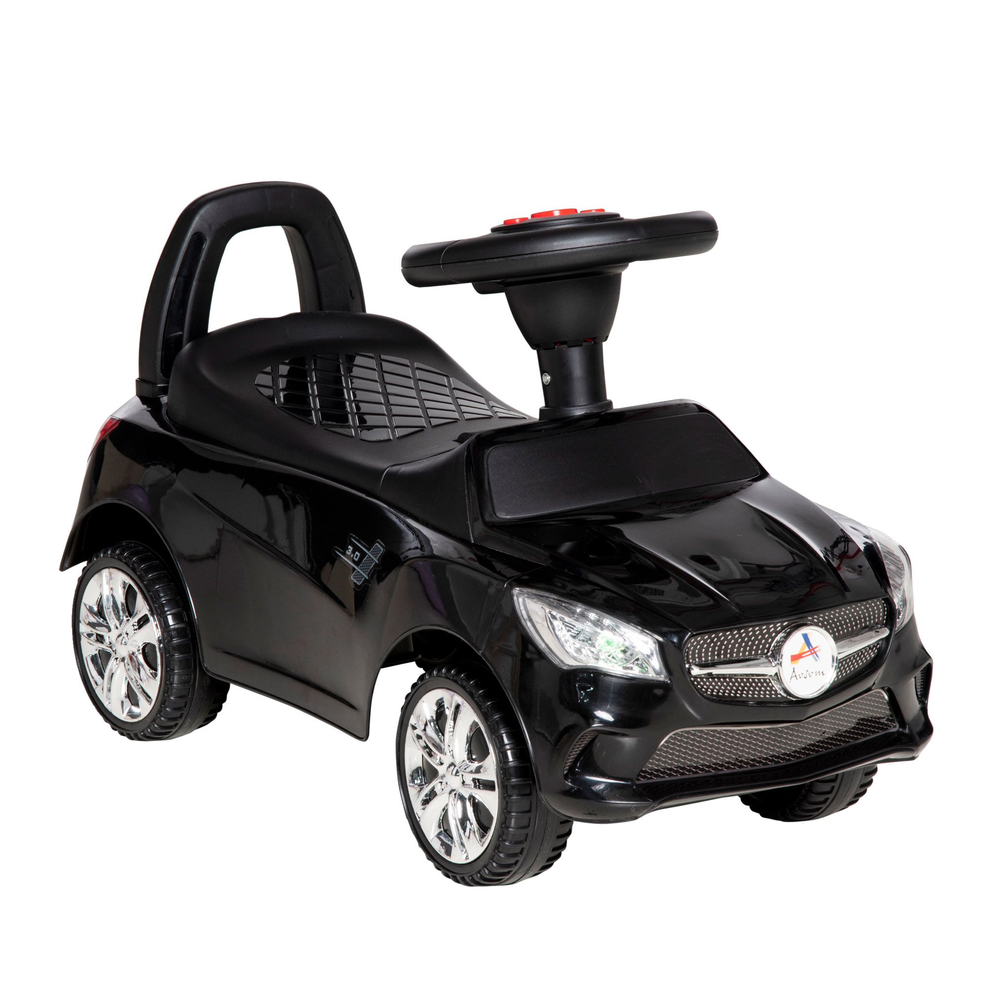 Kids Ride On Push Car, Foot-to-Floor Walking Sliding Toy Car for Toddler with Working Horn, Music, Headlights and Storage, Black (Drop Shipping Only, Not for Amazon)