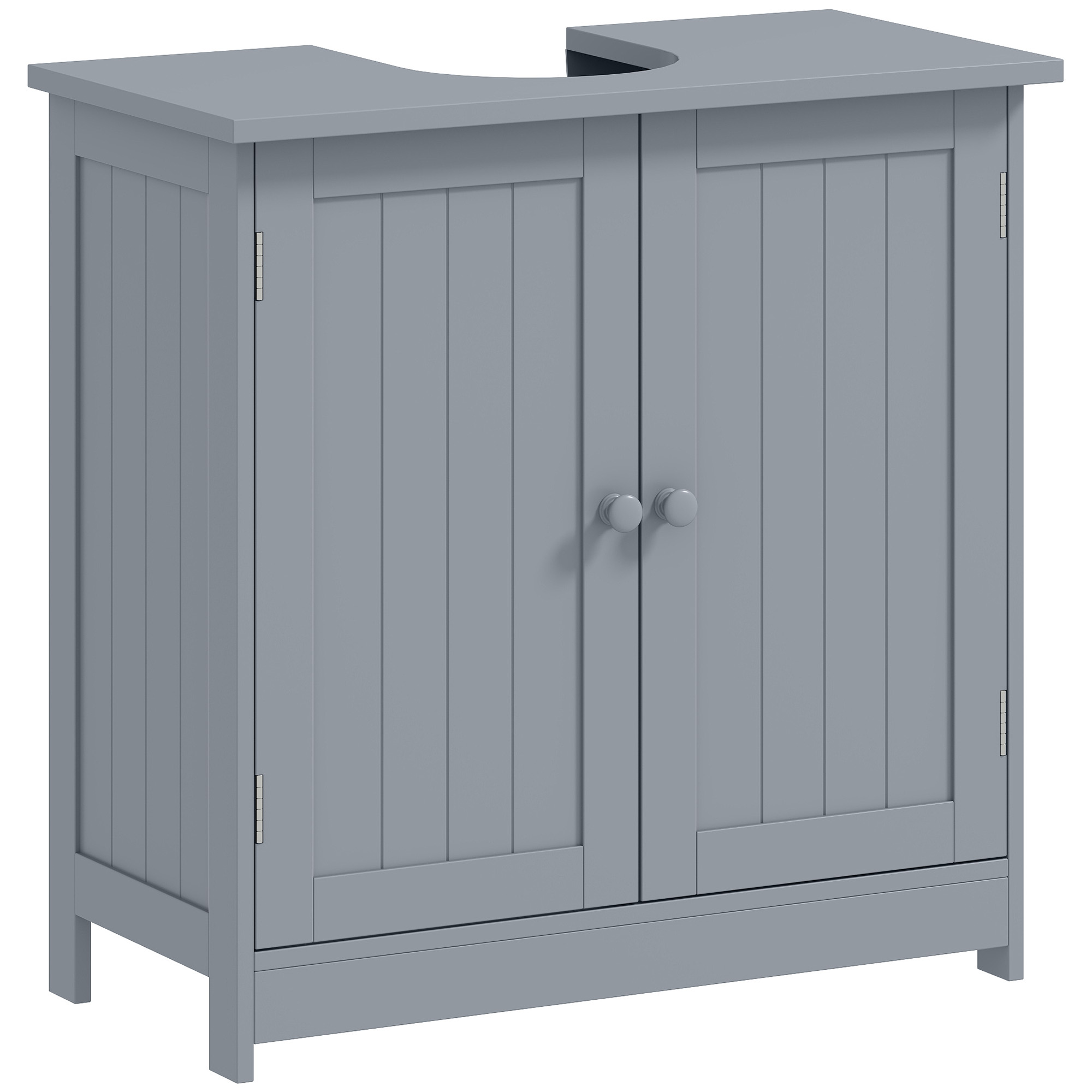 Under Sink Bathroom Cabinet, Pedestal Sink Storage Cabinet with 2 Doors, Shelf and U-Shape, Gray (Drop Shipping Only, Not for Amazon)