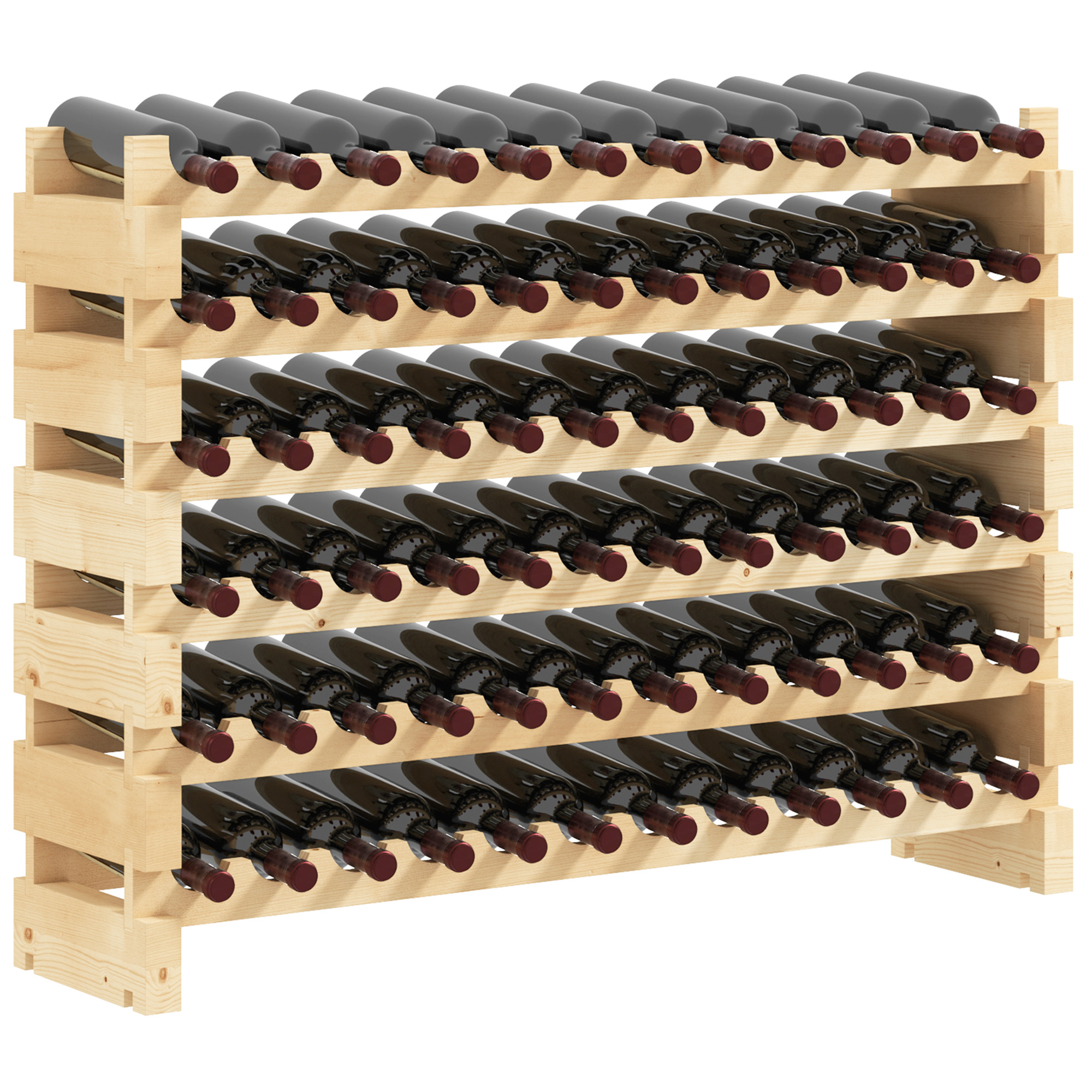 Six-Tier, 72 Bottle Wooden Wine Rack - Natural (Drop Shipping Only, Not for Amazon)