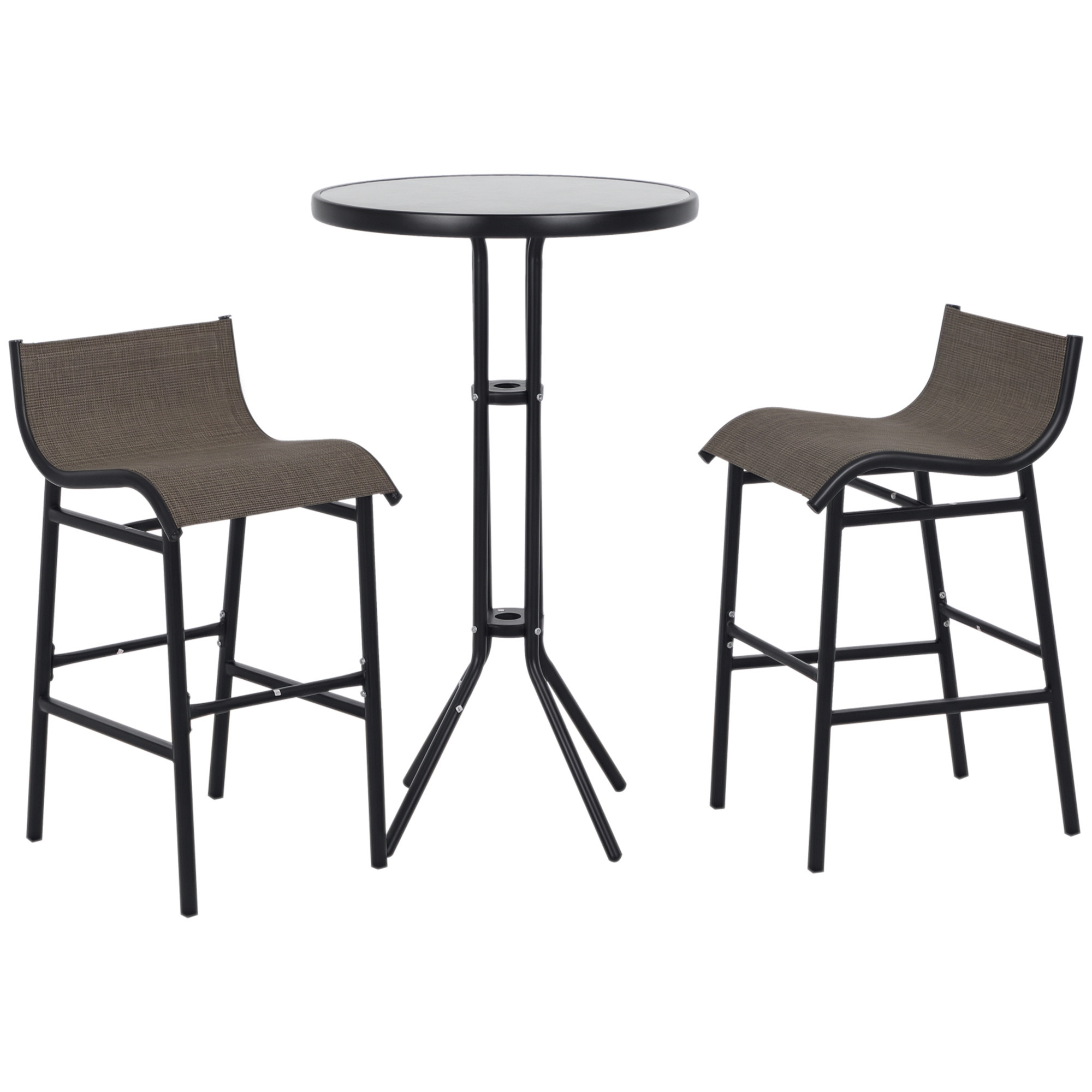 3 Piece Bar Height Outdoor Bistro Set for 2, Tan (Drop Shipping Only, Not for Amazon)