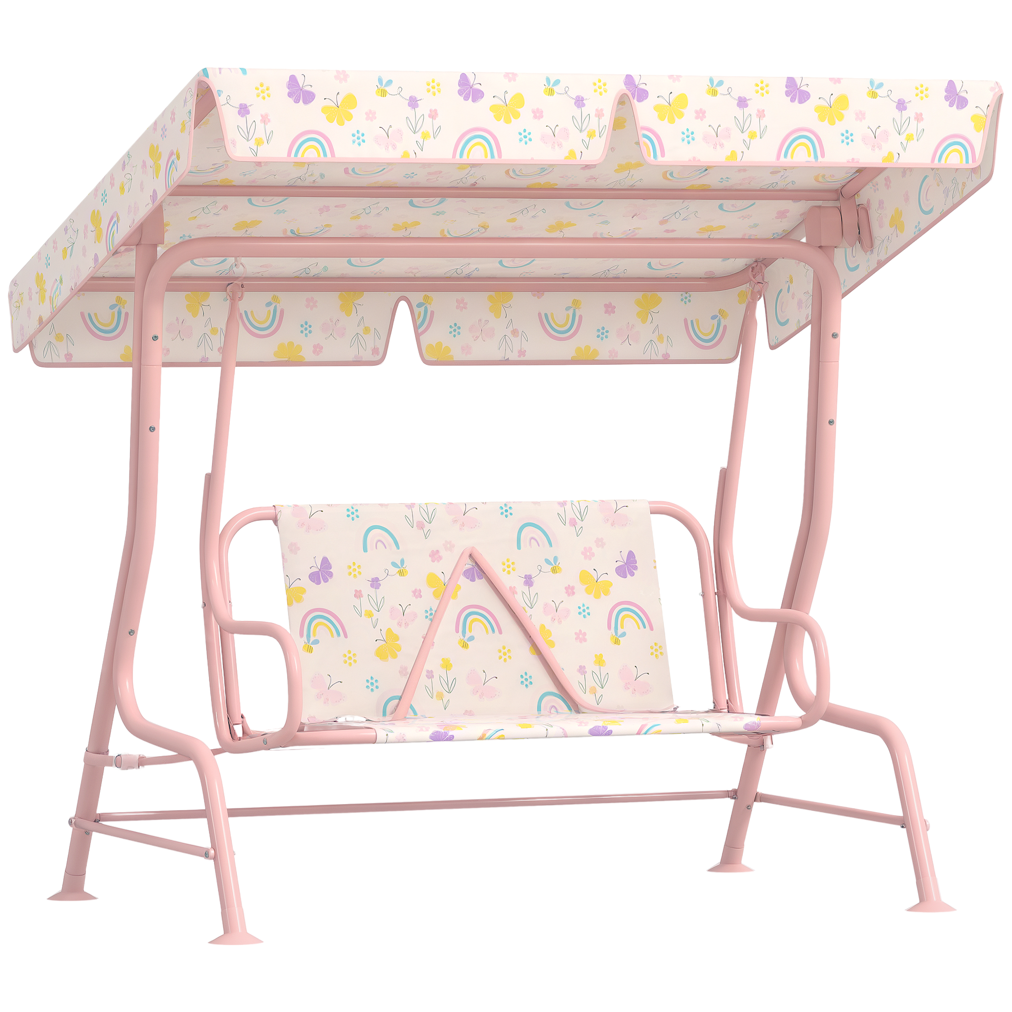 Kids Garden Swing Chair with Adjustable Canopy, Safety Belt, 2 Seater Hammock Swing Bench for Patio, Porch, Green (Drop Shipping Only, Not for Amazon)