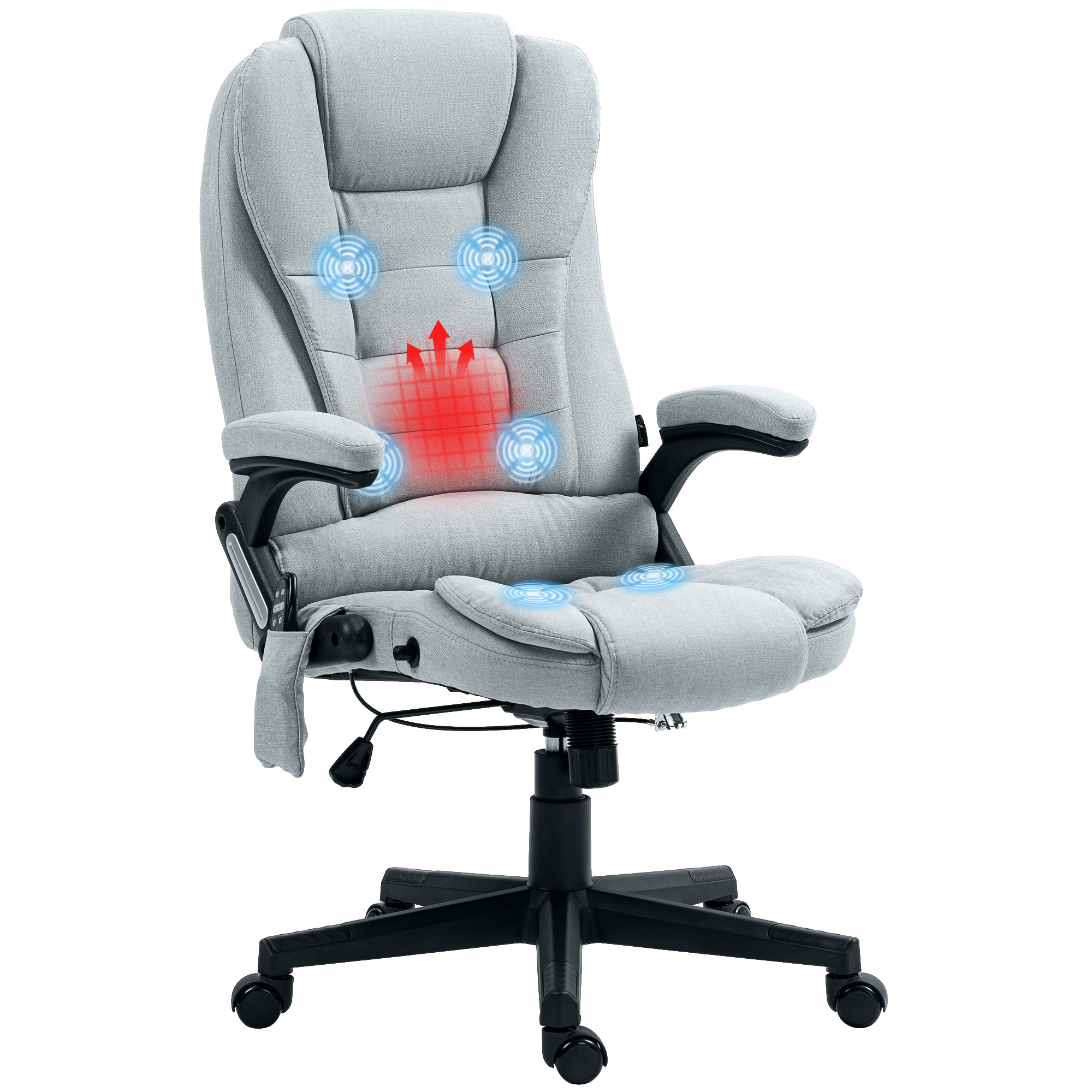 6 Point Vibrating Massage Office Chair with Heat, Linen High Back Massage Desk Chair with Reclining Backrest, Light Gray (Drop Shipping Only, Not for Amazon)