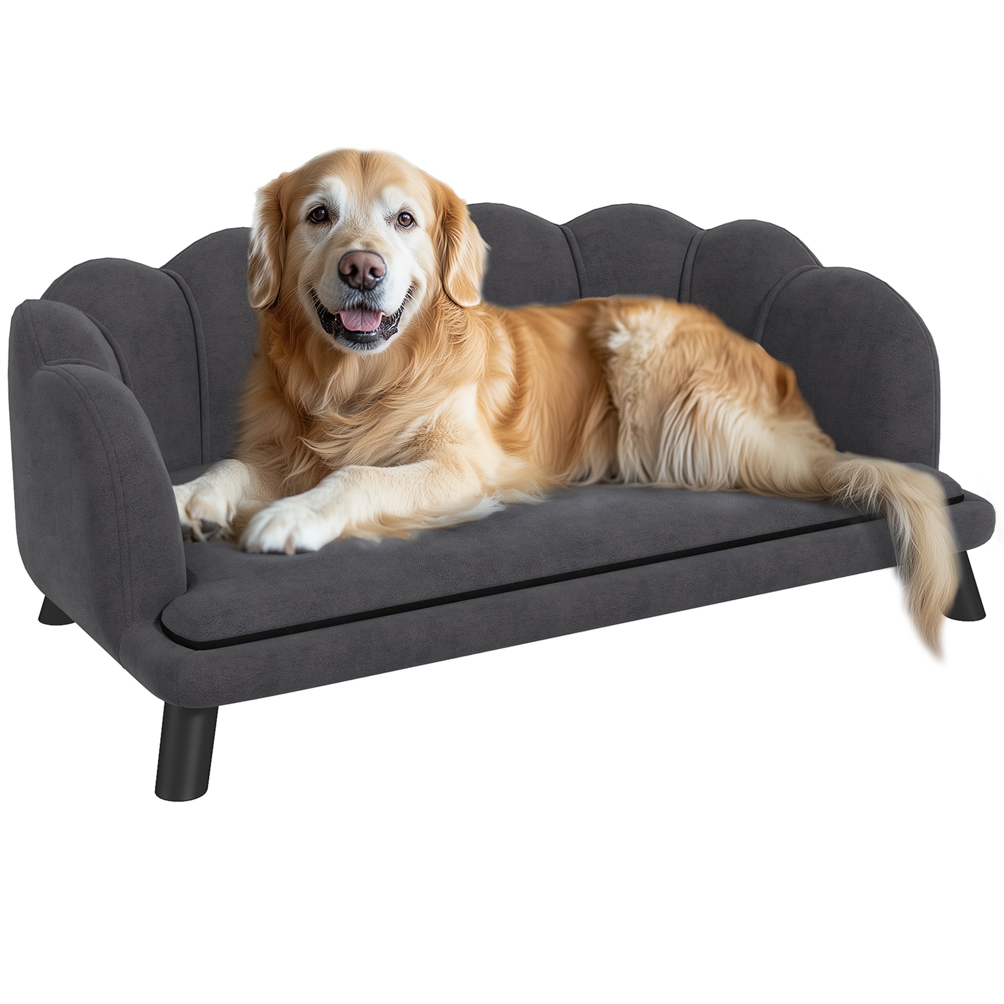Dog Sofa, Pet Couch Bed for Medium, Large Dogs, with Legs, Cushion - Grey (Drop Shipping Only, Not for Amazon)