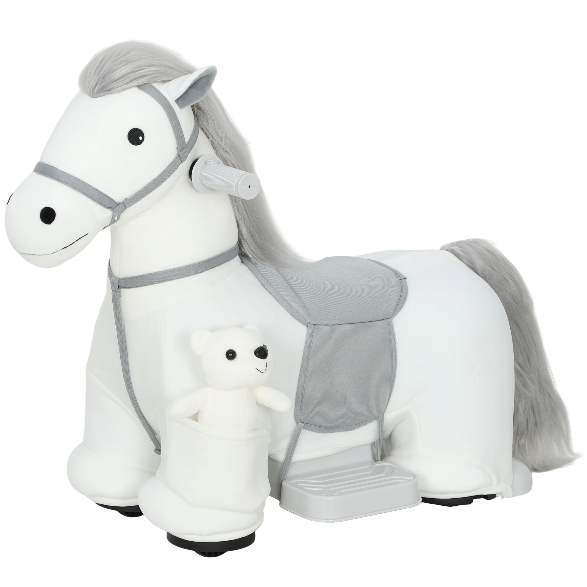 6V Ride On Horse, Battery Powered Ride on Toy, Electric Kids Riding Pony with Bear Toy, Music for Aged 1.5-5 Years (Drop Shipping Only, Not for Amazon)
