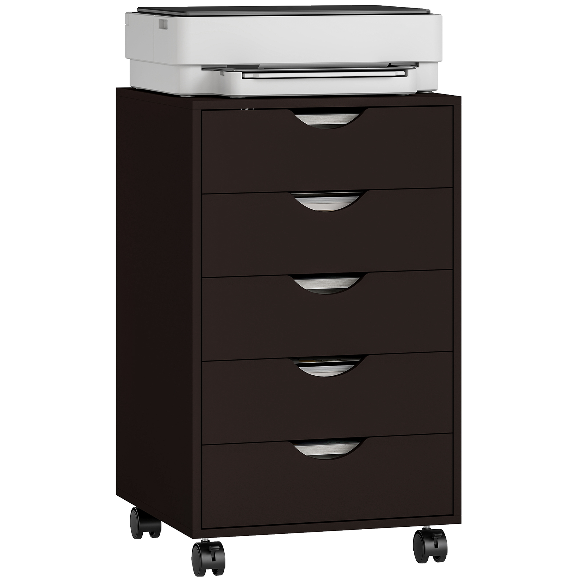 5 Drawer File Cabinet Storage Organizer Filing Cabinet with Nordic Minimalist Modern Style & Wheels, Brown (Drop Shipping Only, Not for Amazon)