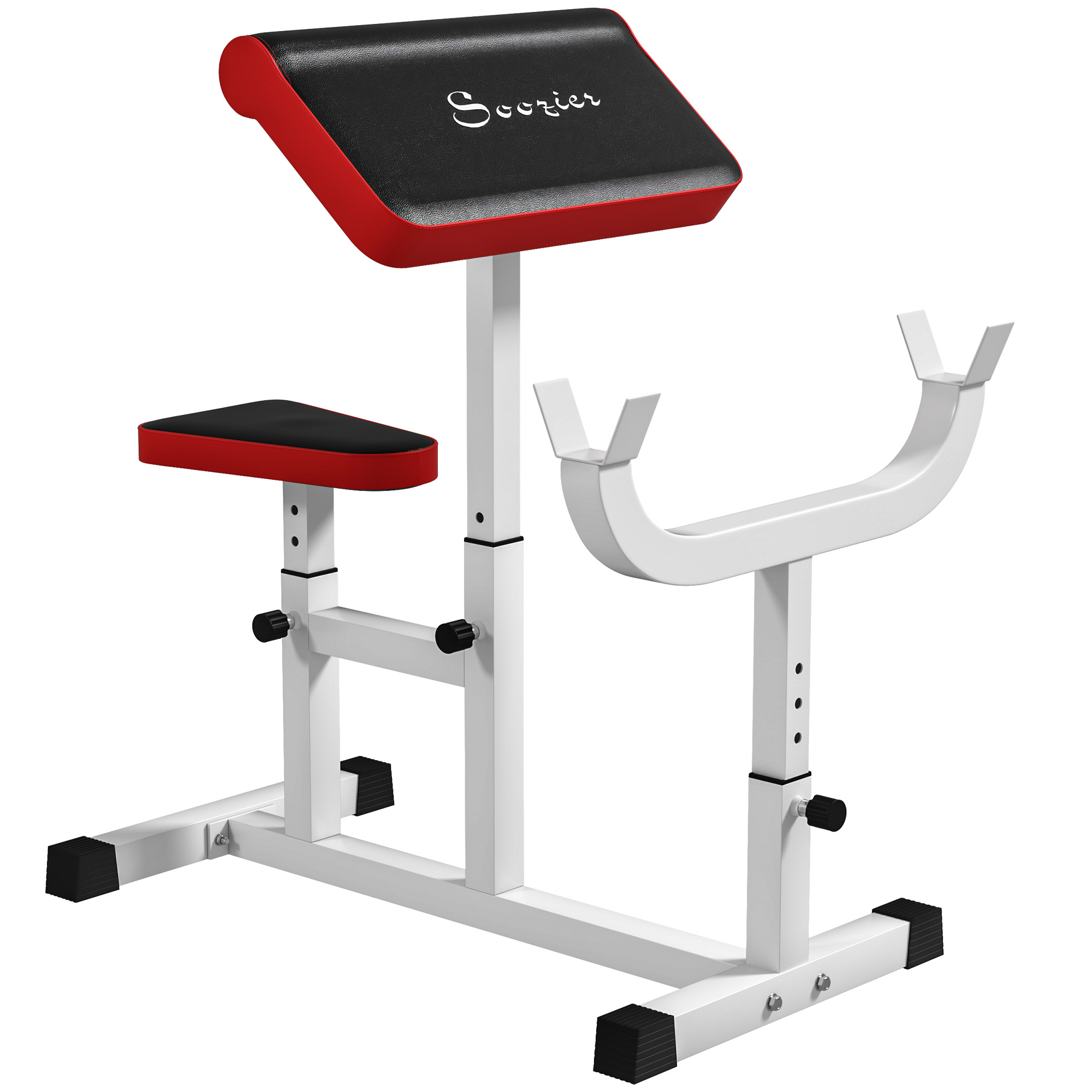 265 LBS Preacher Curl Bench for Strength Training, Adjustable Seated Arm Isolated Barbell Dumbbell Bicep Station, Red (Drop Shipping Only, Not for Amazon)