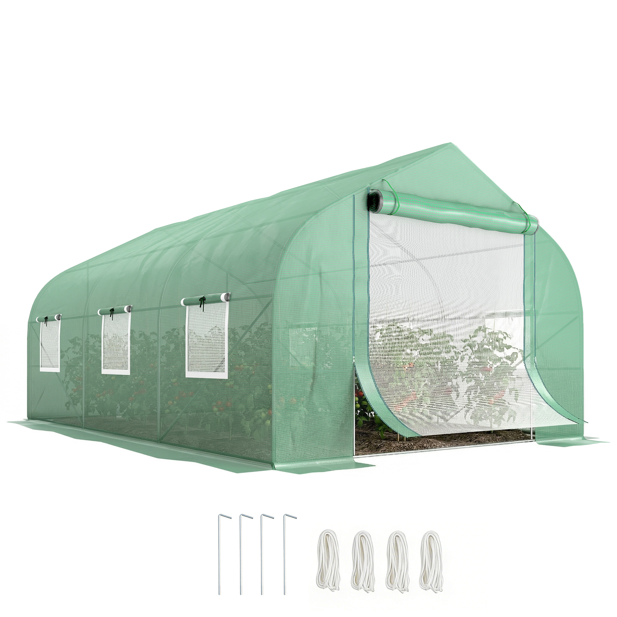 11.5' x 10' x 6.5' Outdoor Portable Walk-In Tunnel Greenhouse with Windows-Deep Green (Drop Shipping Only, Not for Amazon)