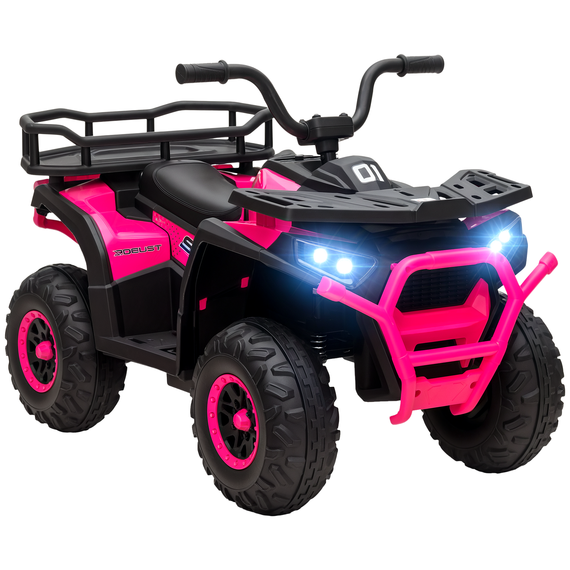 12V Kids ATV, 4 Wheeler Quad with 4 Spring Suspension Wheels, LED Lights, Music USB, Pink (Drop Shipping Only, Not for Amazon)