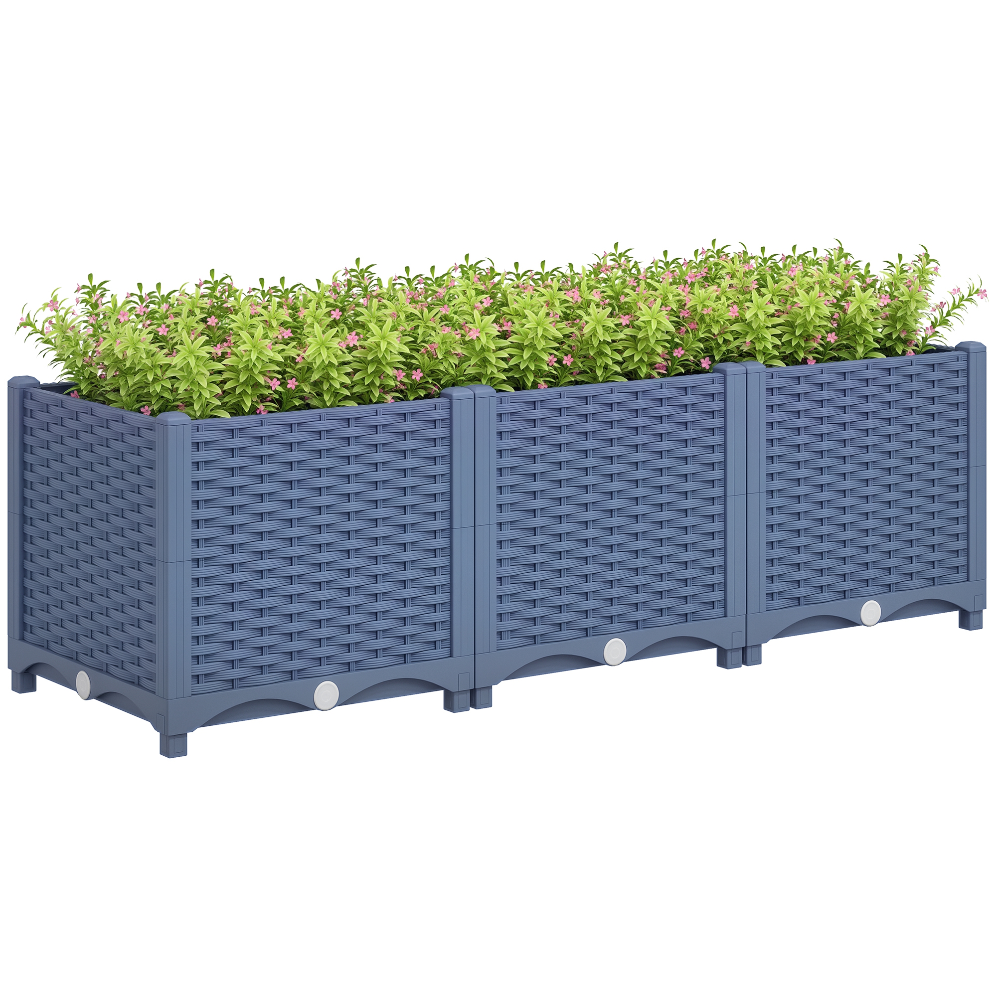 Plastic Raised Garden Bed, 4 x 1 x 1 ft Outdoor Flower Box with Drainage Holes for Vegetables, Herbs, Blue (Drop Shipping Only, Not for Amazon)