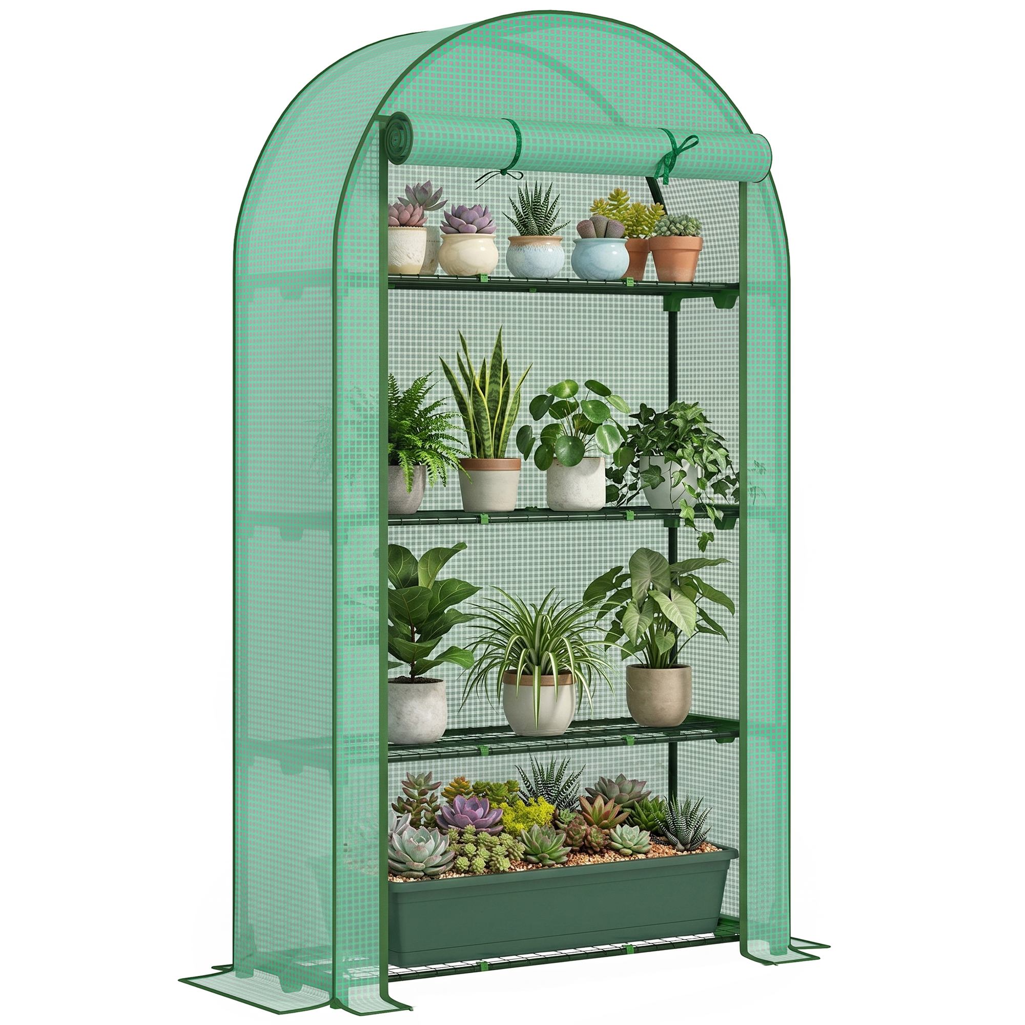 Four Shelf Mini Greenhouse - Green (Drop Shipping Only, Not for Amazon)