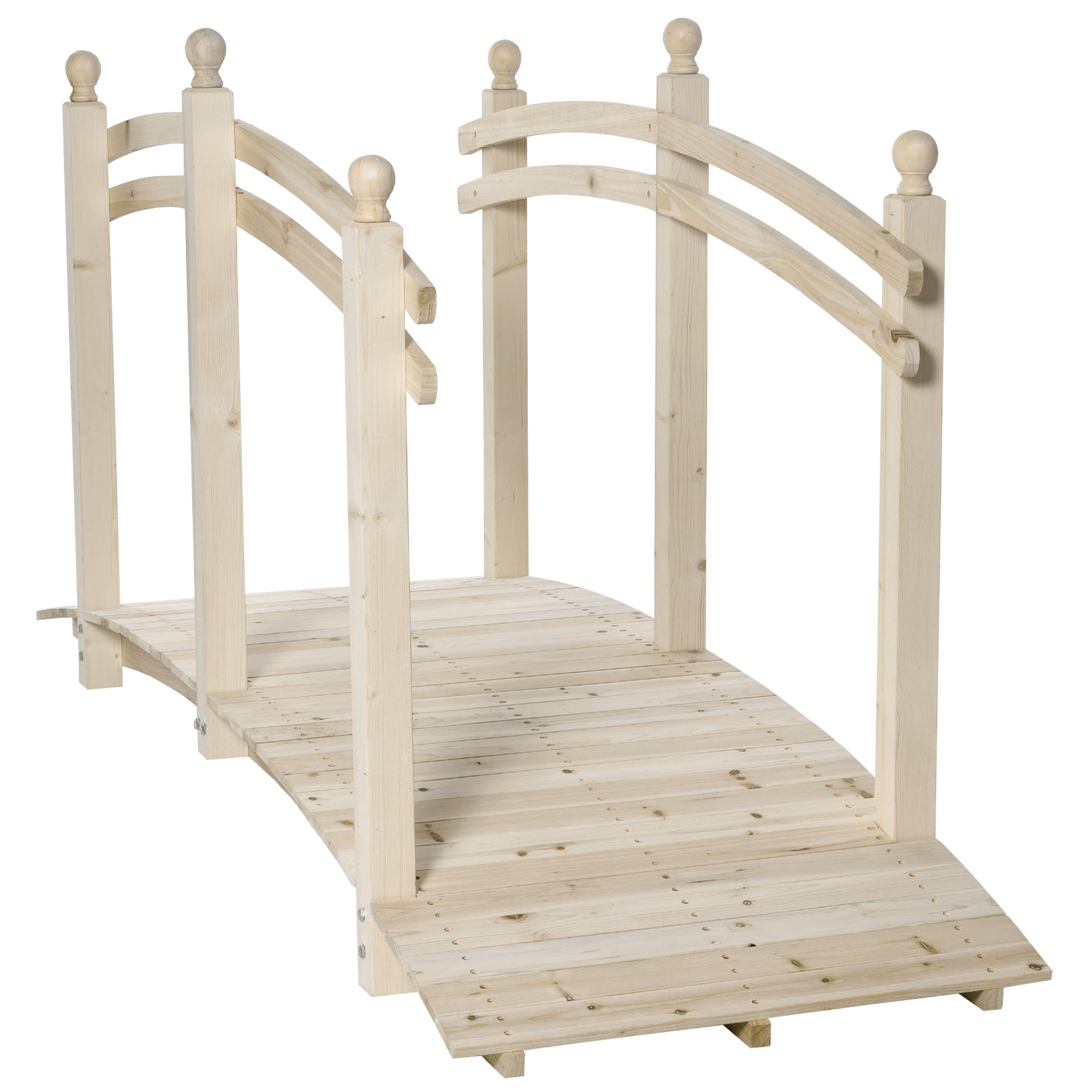 Wooden Arch Garden Bridge, Safety Rails for Backyard Ponds, Creeks, Streams, 7.5' , Natural (Drop Shipping Only, Not for Amazon)