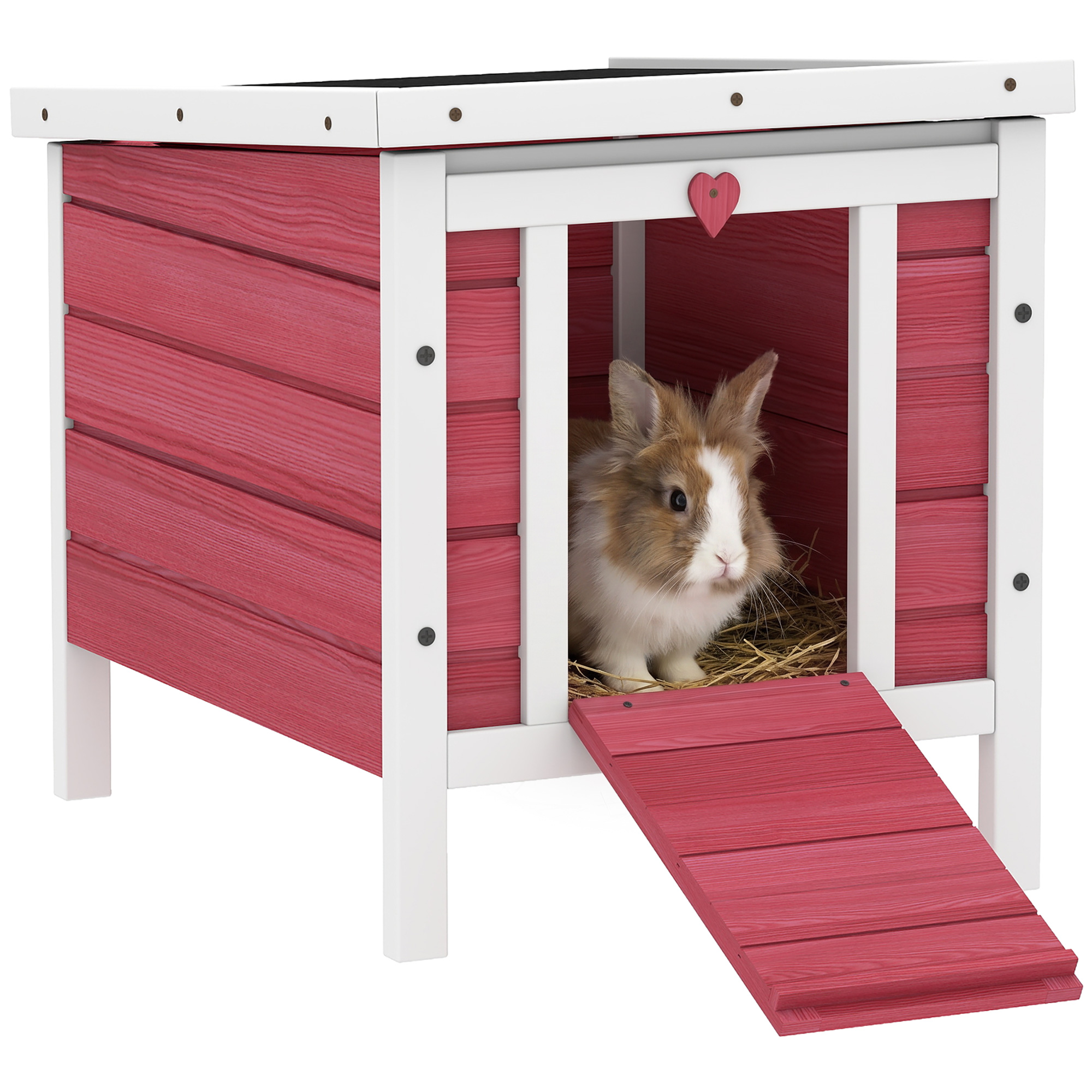 Wooden Rabbit Hutch 51 x 42 x 43 cm, Red (Drop Shipping Only, Not for Amazon)