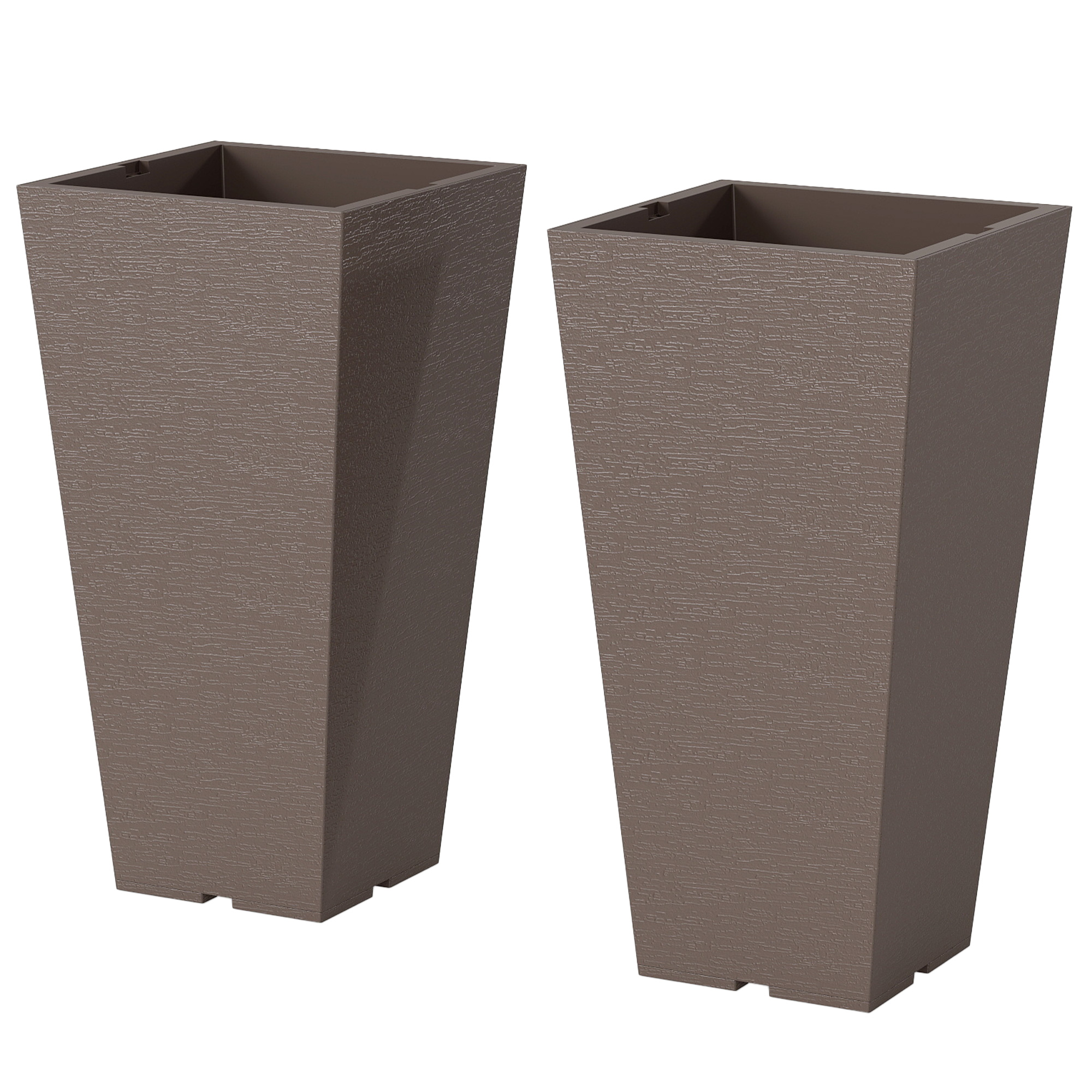 23 Inch Tall Planters for Outdoor Plants, Set of 2 Plastic Flower Pots, for Front Door Patio Garden Use, Black (Drop Shipping Only, Not for Amazon)