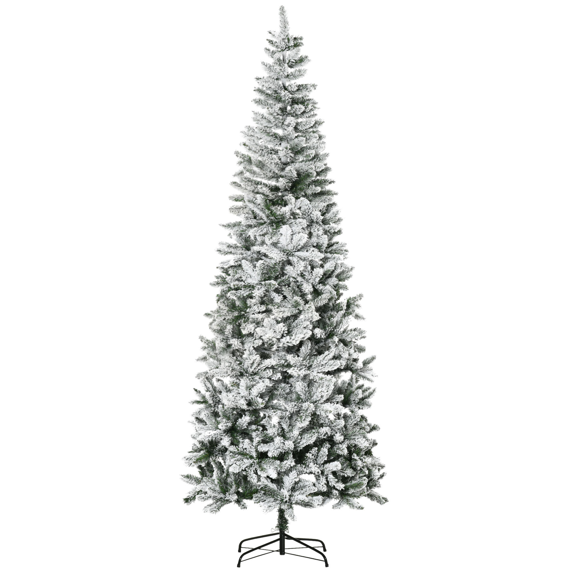 9ft Unlit Snow-Flocked Slim Pine Artificial Christmas Tree with Realistic Branches and 1084 Tips (Drop Shipping Only, Not for Amazon)