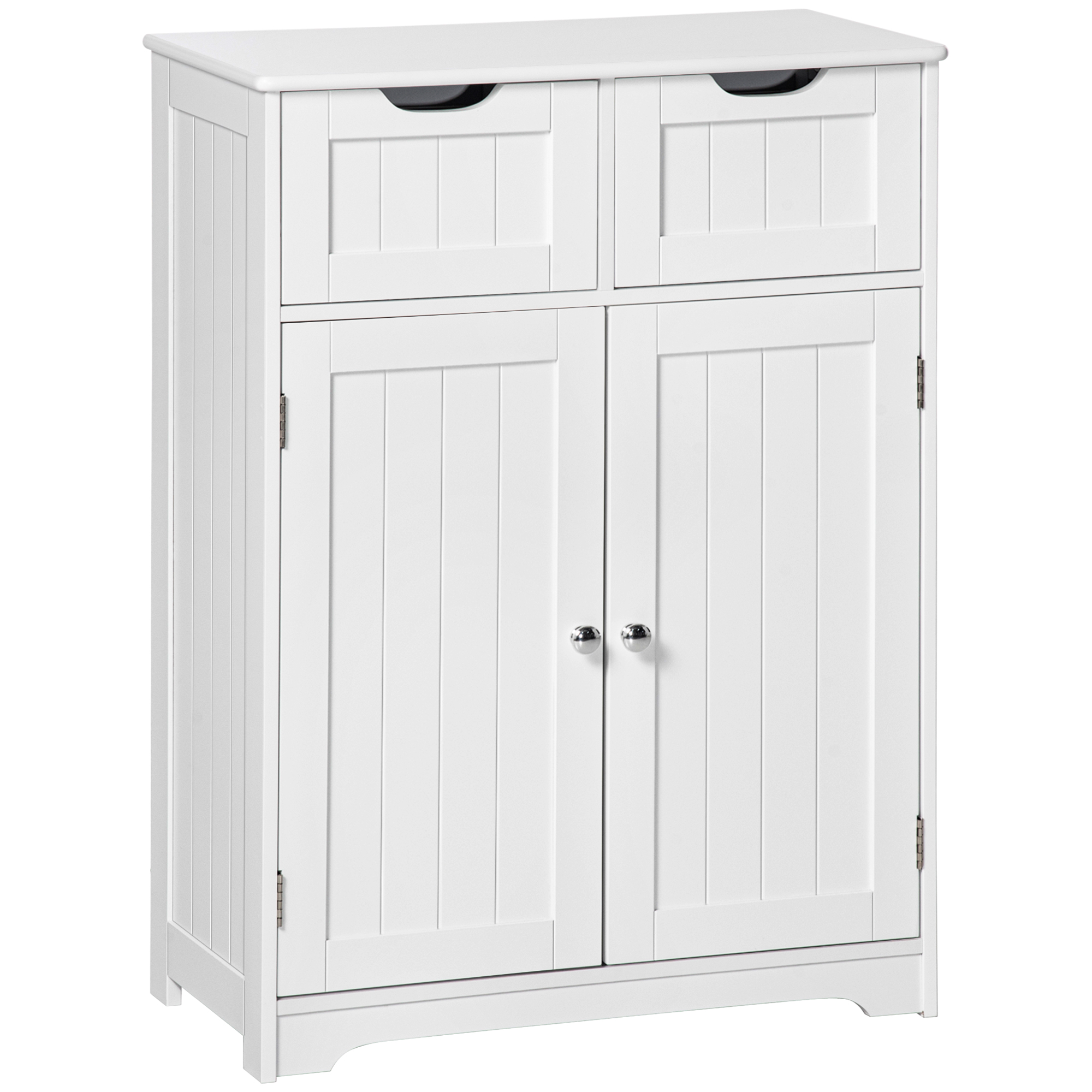 Freestanding Bathroom Storage Cabinet, Floor Cabinet with 2 Drawers, Adjustable Shelf, for Bathroom, Living Room or Entryway, White (Drop Shipping Only, Not for Amazon)