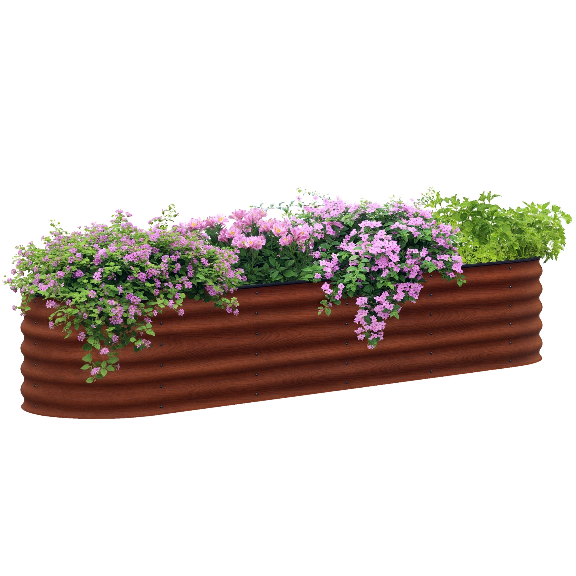 7.9' x 2' x 1.4' Galvanized Raised Garden Bed Kit, Metal Planter Box with Safety Edging, Brown (Drop Shipping Only, Not for Amazon)