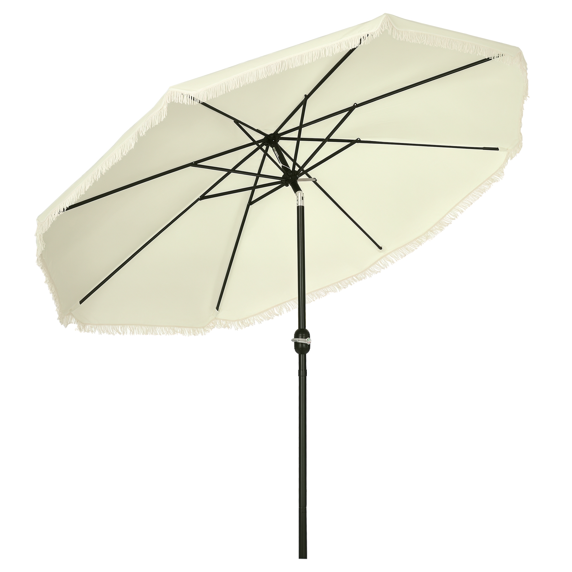 9' Patio Umbrella with Push Button Tilt and Crank Outdoor Double Top Market Umbrella, Cream White (Drop Shipping Only, Not for Amazon)