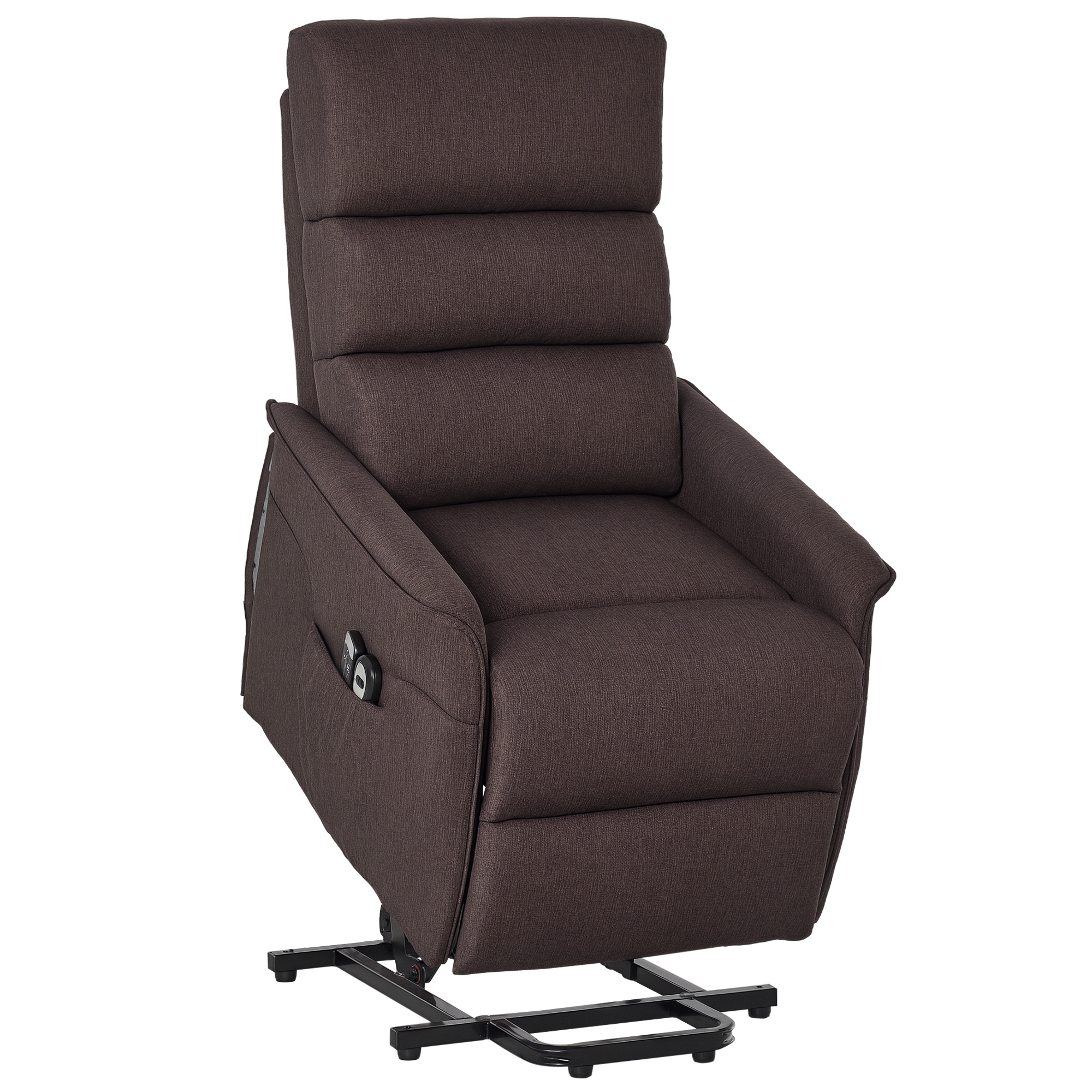 Power Lift Chair with Vibration Massage, Fabric Upholstered Recliner Chair for Elderly with Remote Control, Side Pockets, Brown (Drop Shipping Only, Not for Amazon)