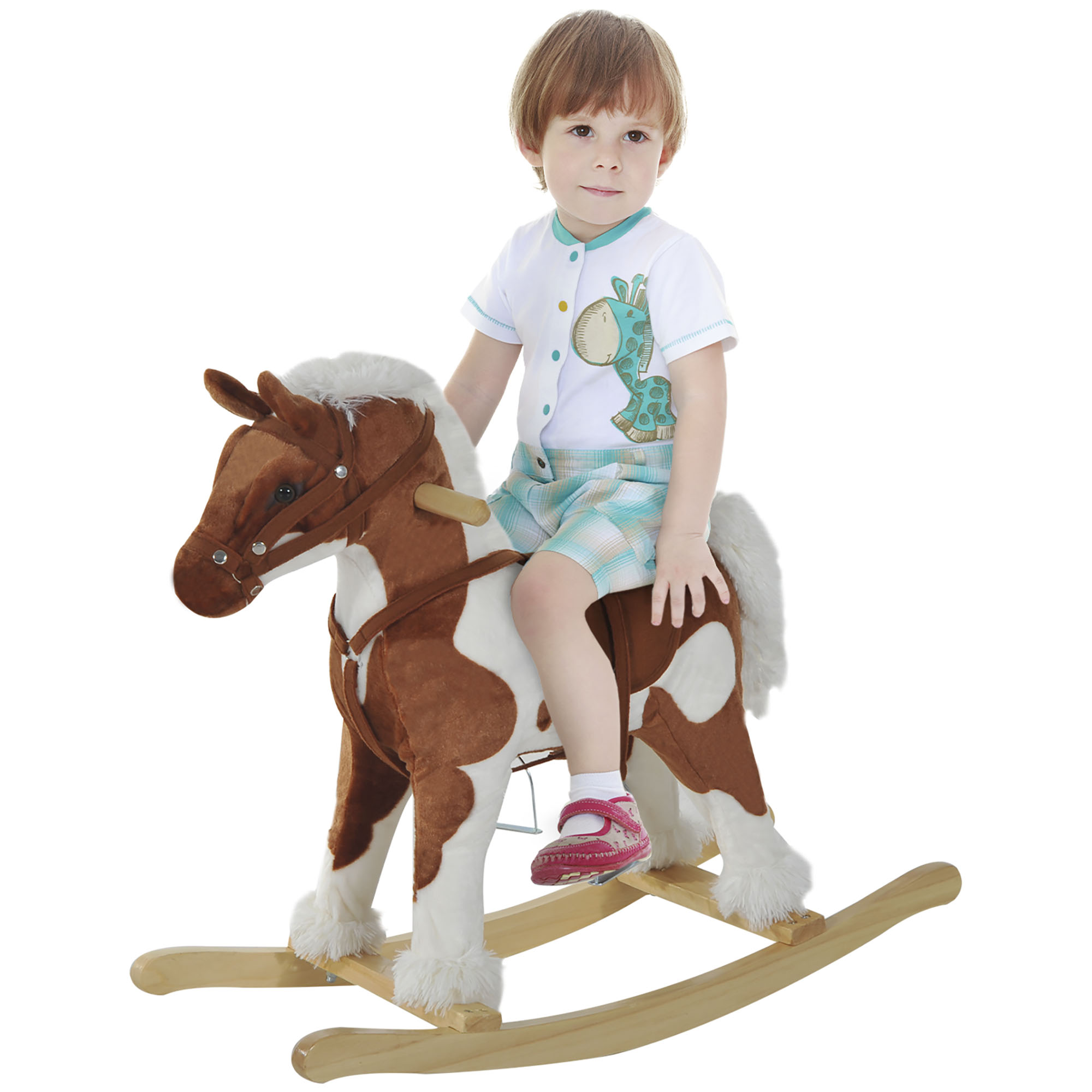 Toddler Rocking Horse, Kids Plush Rocking Chair Toy with Nursery Rhyme Music Brown (Drop Shipping Only, Not for Amazon)