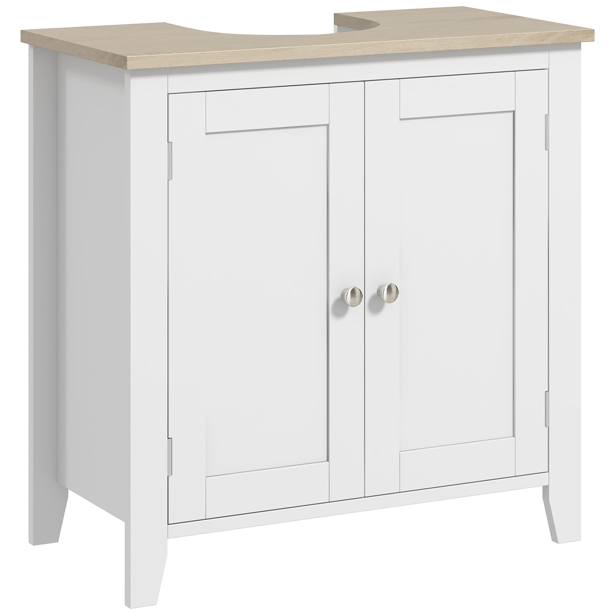 Pedestal Sink Storage Cabinet, Under Sink Cabinet with U-Shape and Adjustable Internal Shelf, White (Drop Shipping Only, Not for Amazon)