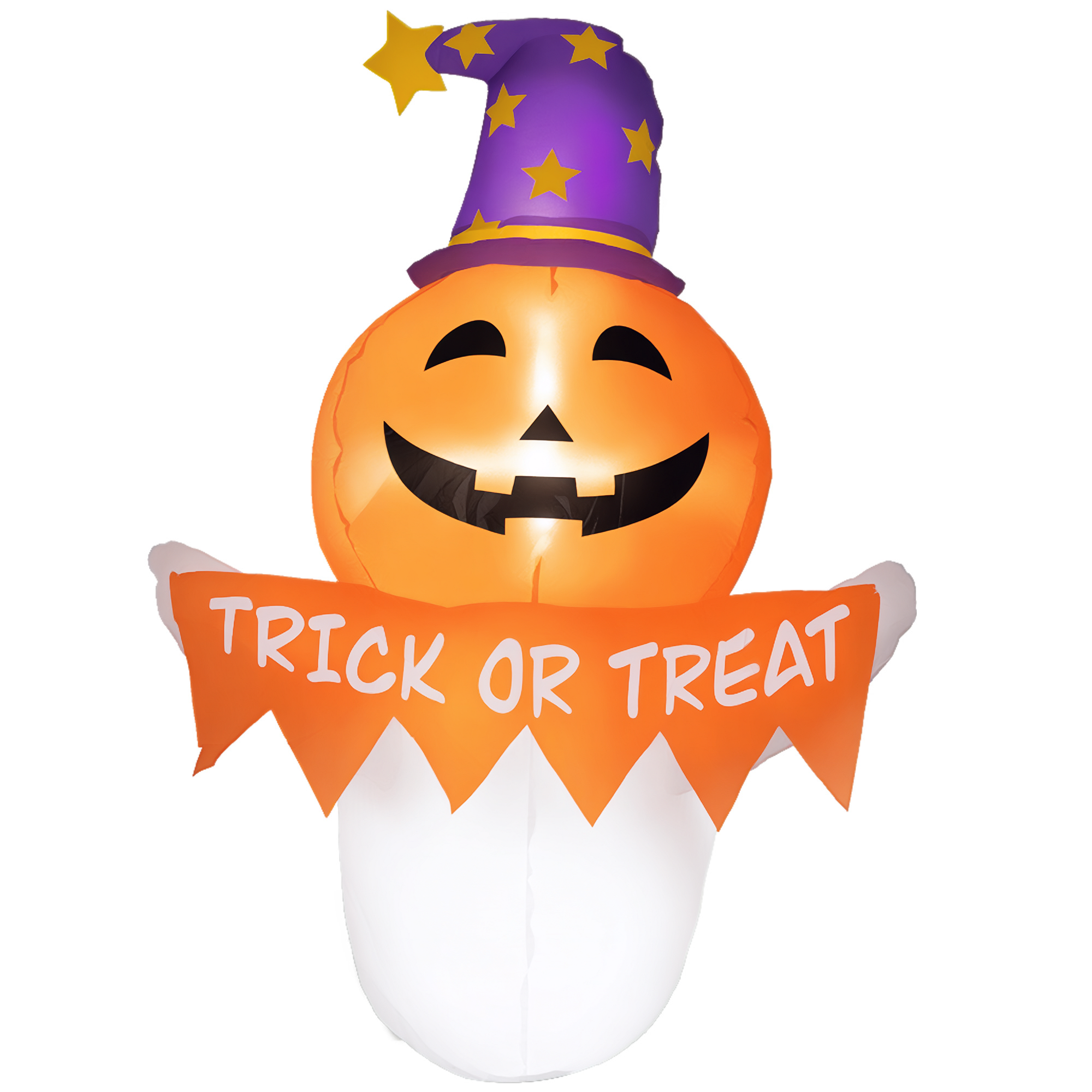 3.4ft Inflatable Halloween Window Sticker Ghost with Orange Face, Blow Up LED  Display for Garden Indoor Outdoor (Drop Shipping Only, Not for Amazon)