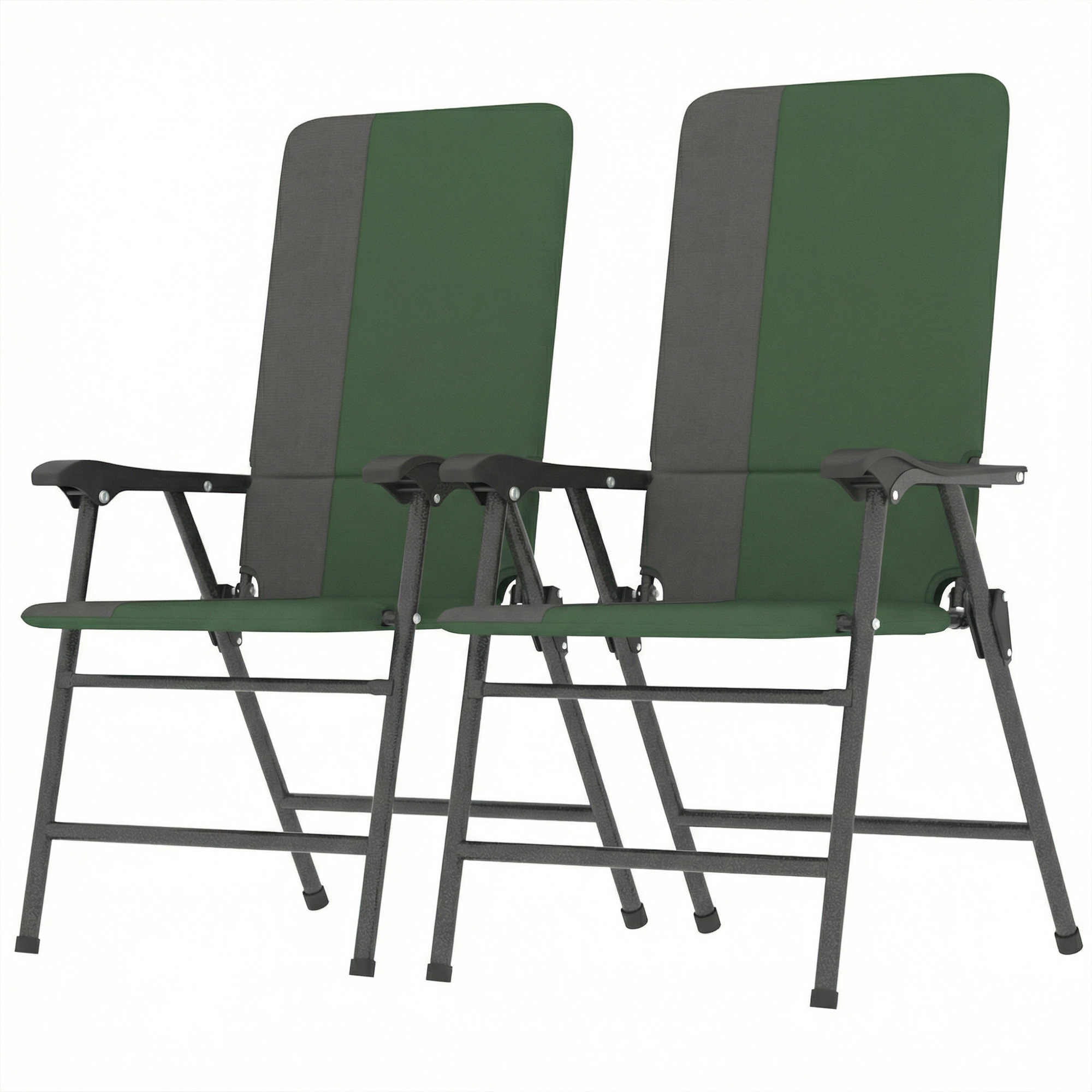 Folding Patio Chairs Set of 2, Padded High Back Lawn Camping Chairs with Armrests, 600D Oxford Fabric, Light Gray (Drop Shipping Only, Not for Amazon)