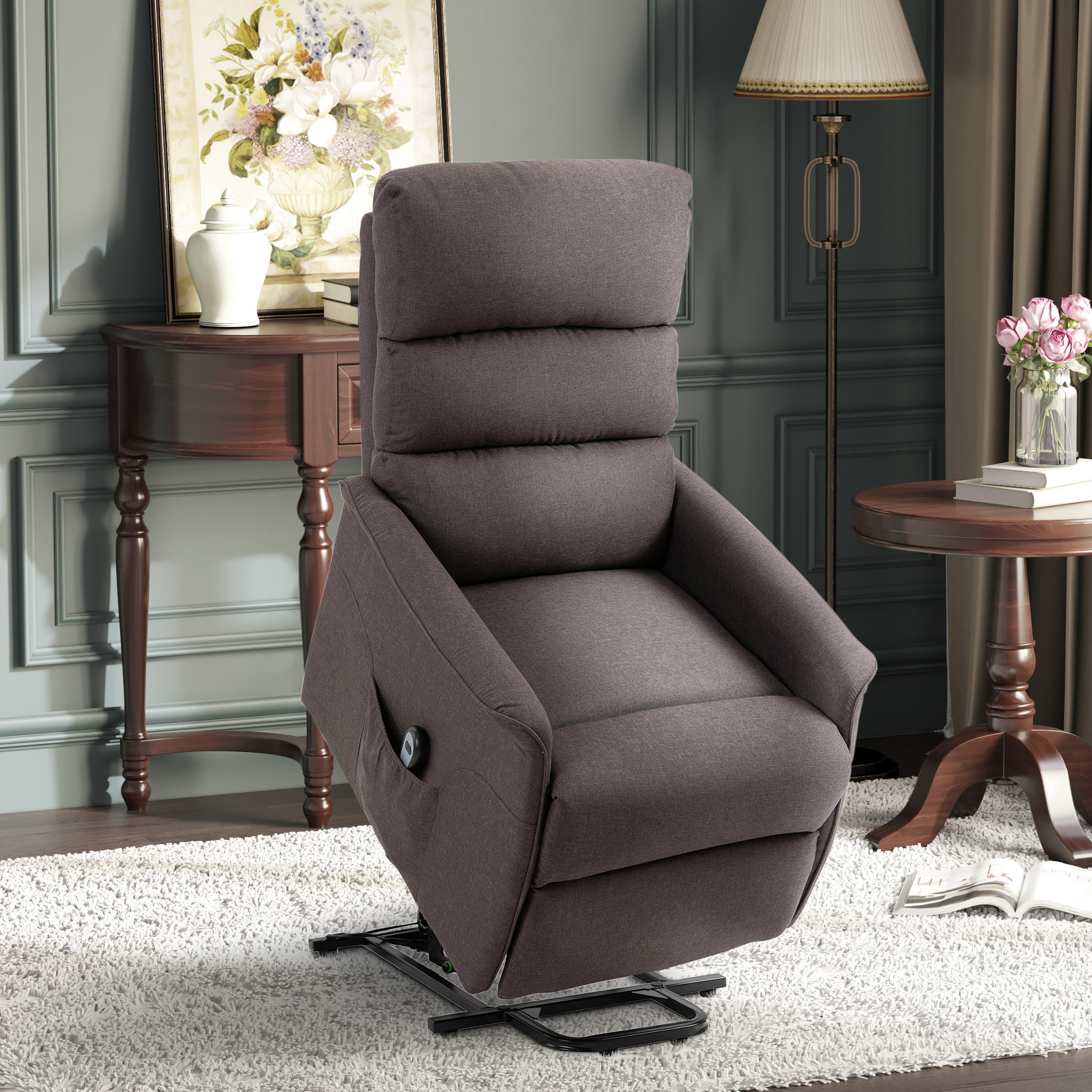 Power Lift Chair for Seniors, Electric Lift Recliner Chair with Remote Control, Side Pockets for Living Room, Black (Drop Shipping Only, Not for Amazon)