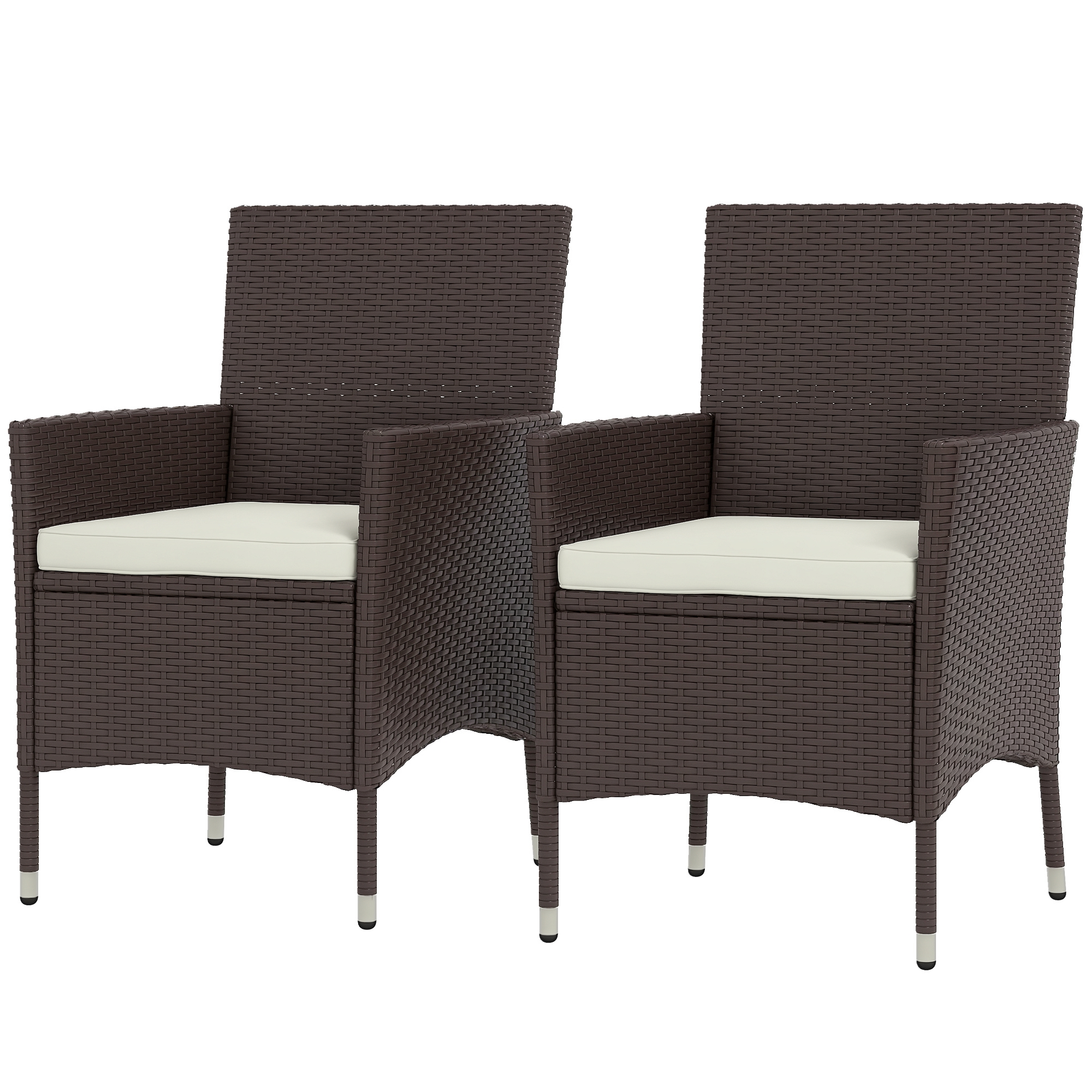 2 Pieces Wicker Outdoor Dining Chairs, Patio Chairs with Cushions for Backyard, Garden, Lawn, Dark Coffee (Drop Shipping Only, Not for Amazon)