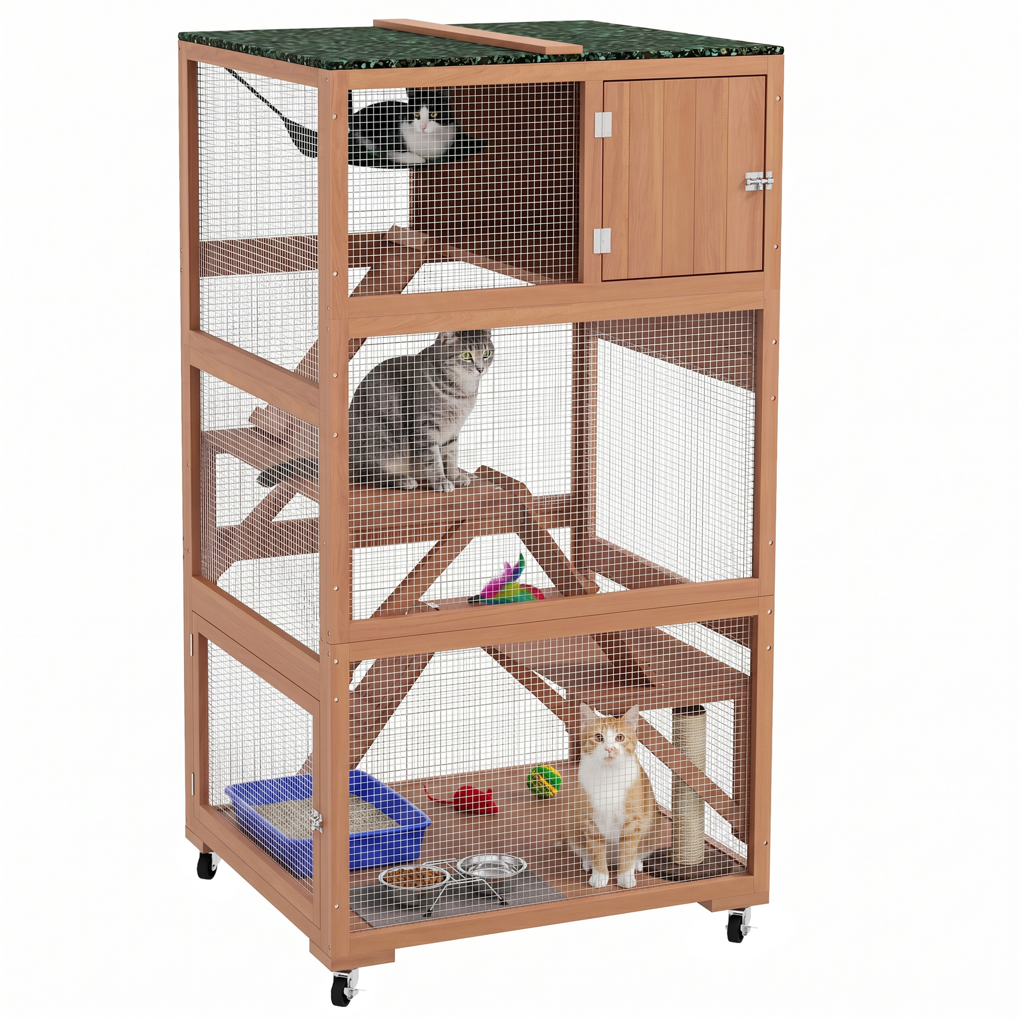 Catio, Outdoor Cat Enclosure House on Wheels with Hammock, Orange (Drop Shipping Only, Not for Amazon)