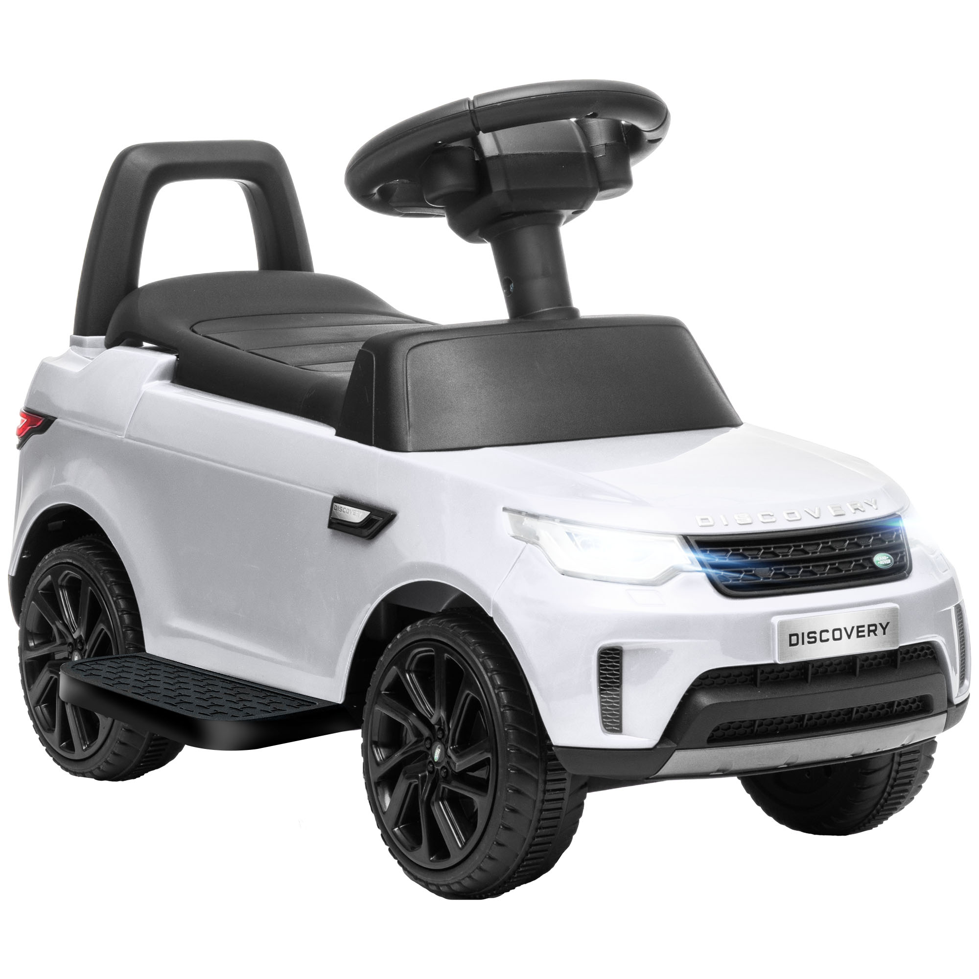 2 in 1 Land Rover Licensed 6V Ride on Car Sliding Car Battery Powered Electric Car w/ Headlights Music Horn, White (Drop Shipping Only, Not for Amazon)