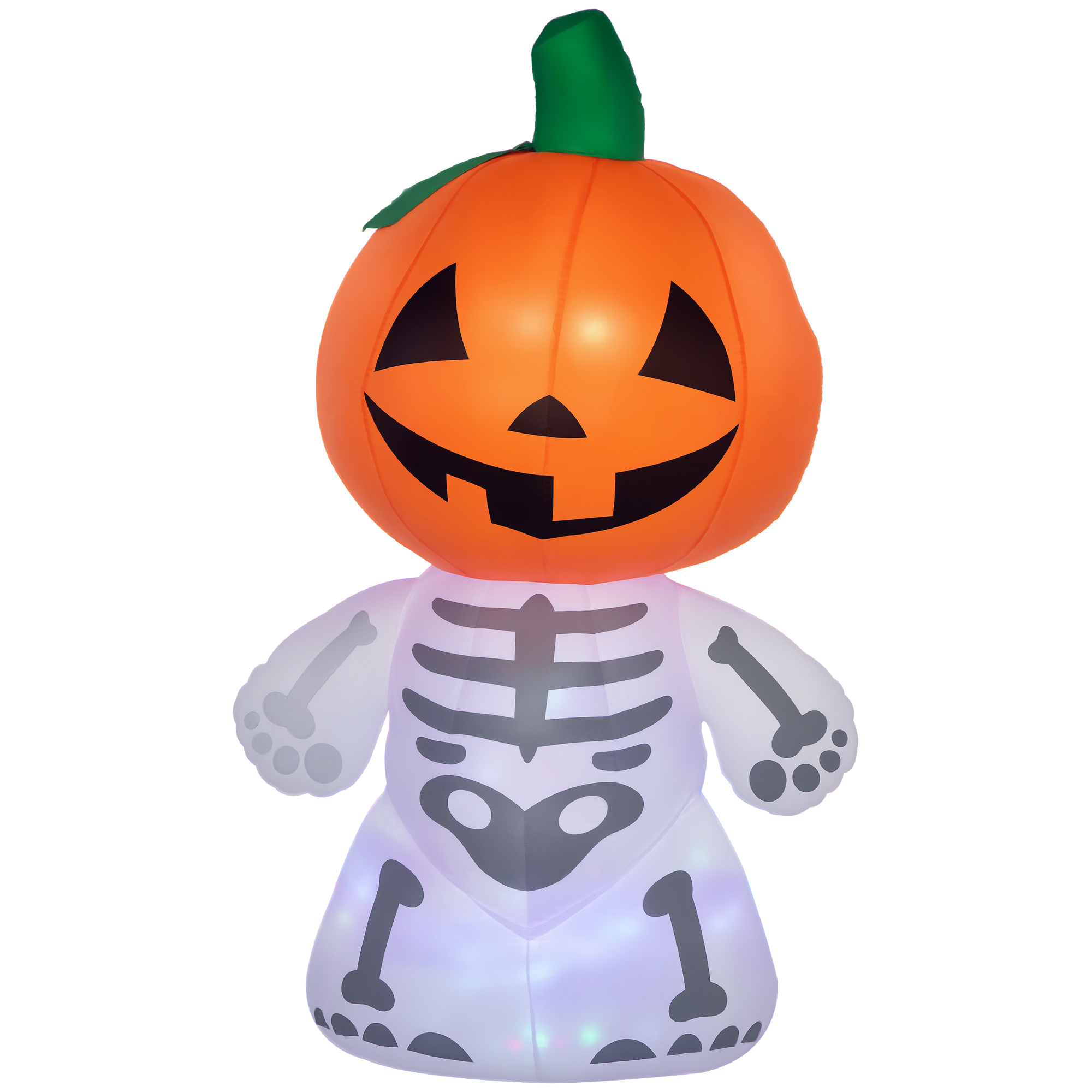 6ft Halloween Inflatables Outdoor Decorations, Smiling Skeleton Ghost with Pumpkin Head, Blow Up LED Yard Decor for Garden, Lawn, Party, Holiday, Waterproof (Drop Shipping Only, Not for Amazon)