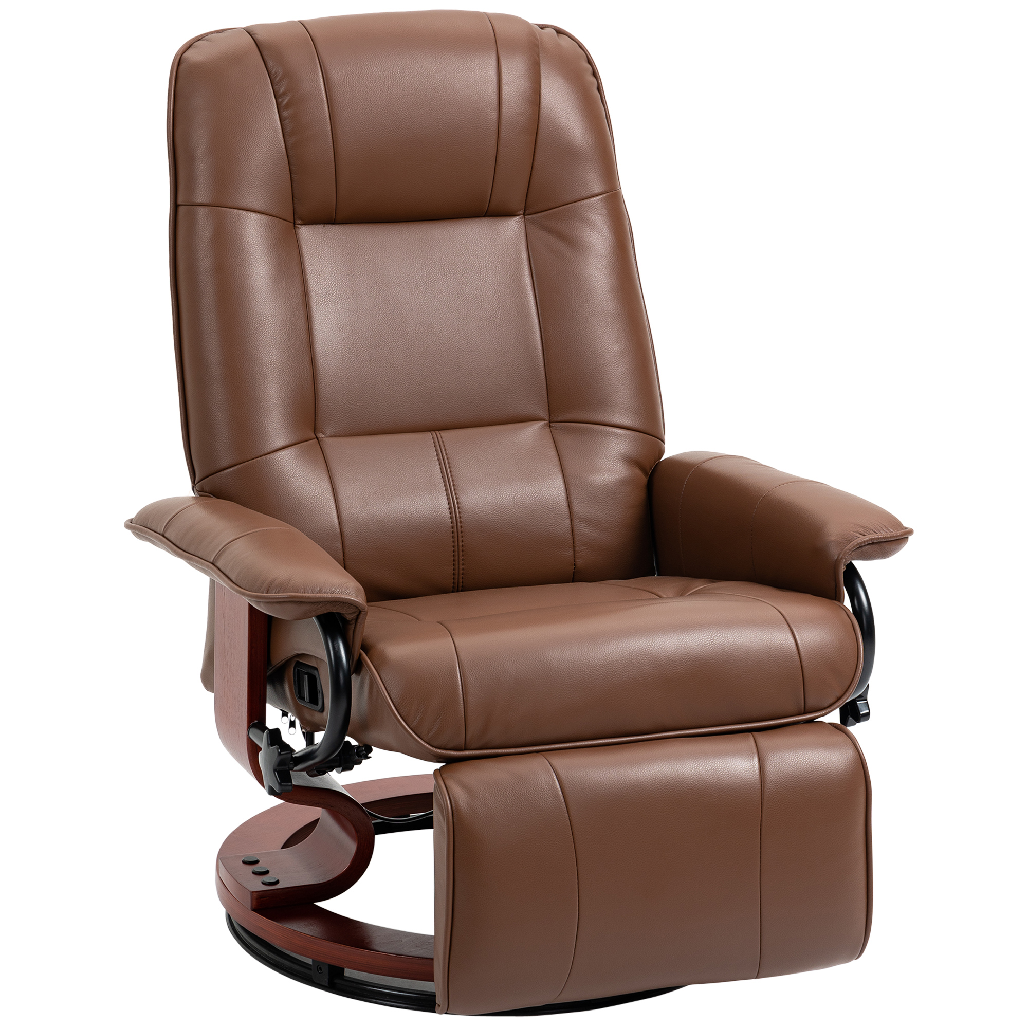 Air Leather Manual Recliner, Adjustable Swivel Lounge Chair with Footrest, Armrest and Wrapped Wood Base, Cream White (Drop Shipping Only, Not for Amazon)