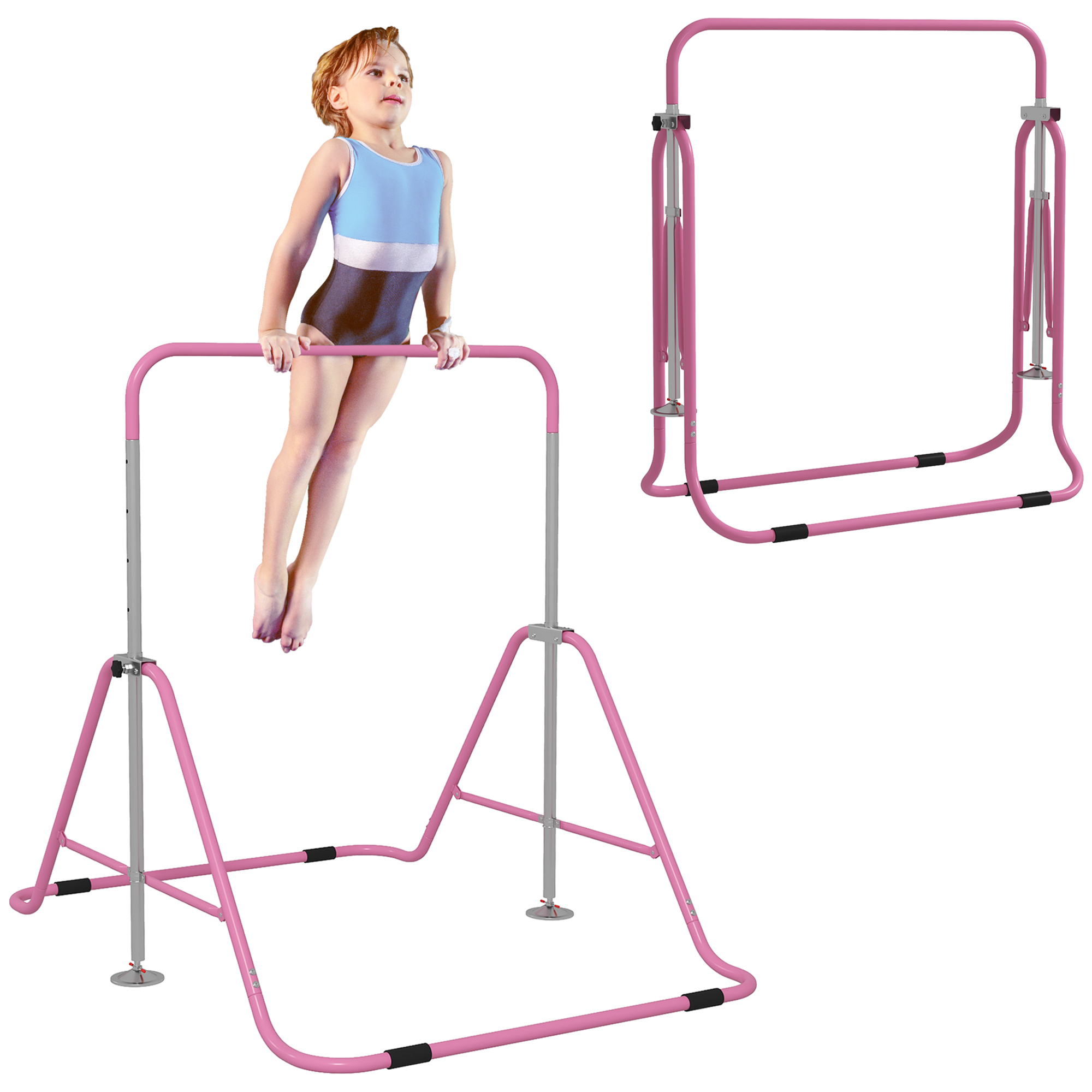 Kids Gymnastic Bar, with Adjustable Height, Foldable Horizontal Bars - Light Blue (Drop Shipping Only, Not for Amazon)