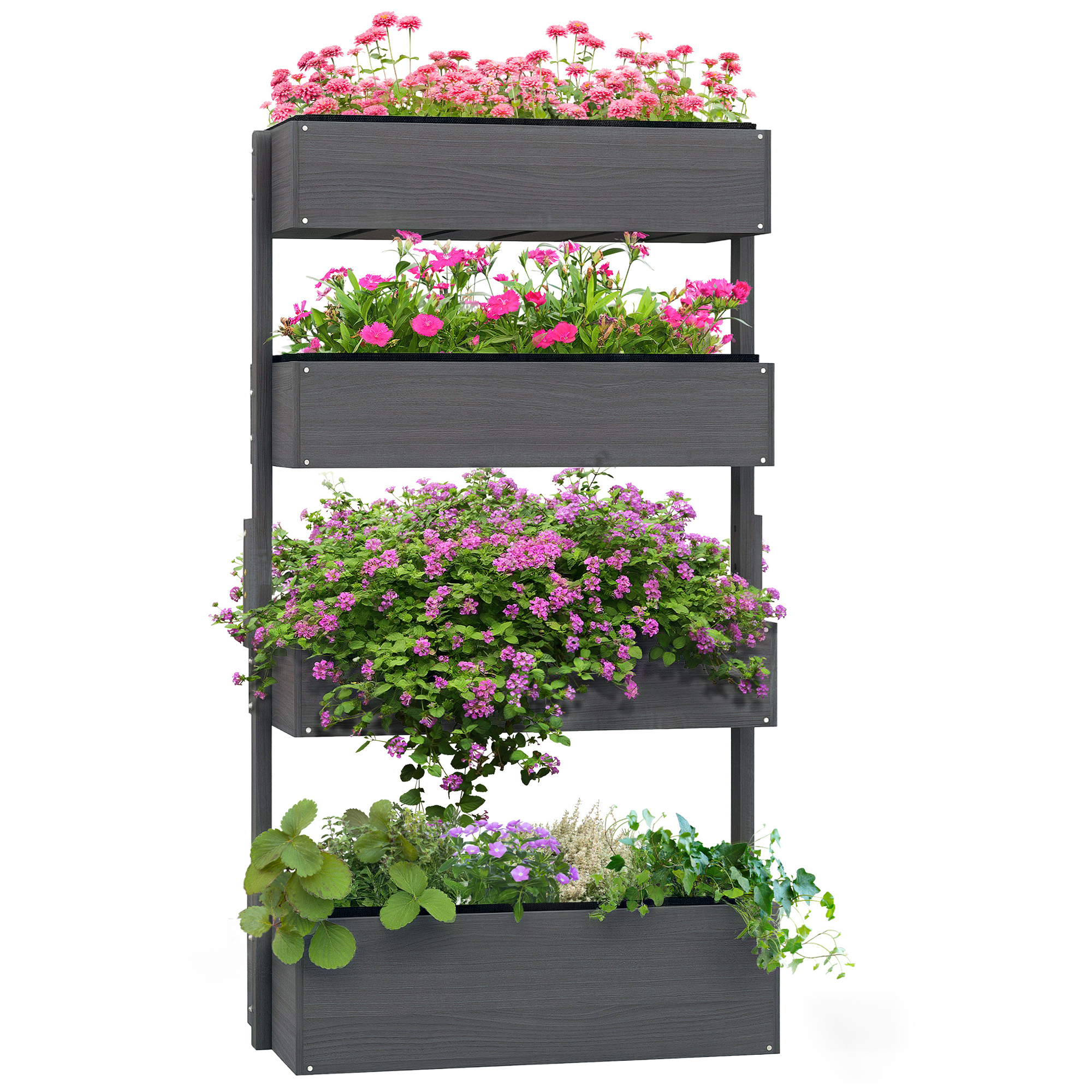Four-Tier Basket Wooden Plant Stand - Grey (Drop Shipping Only, Not for Amazon)